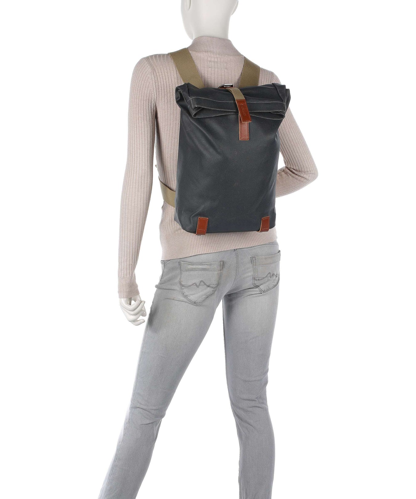 Brooks England Pickwick Cotton Canvas Small Rolltop backpack grey