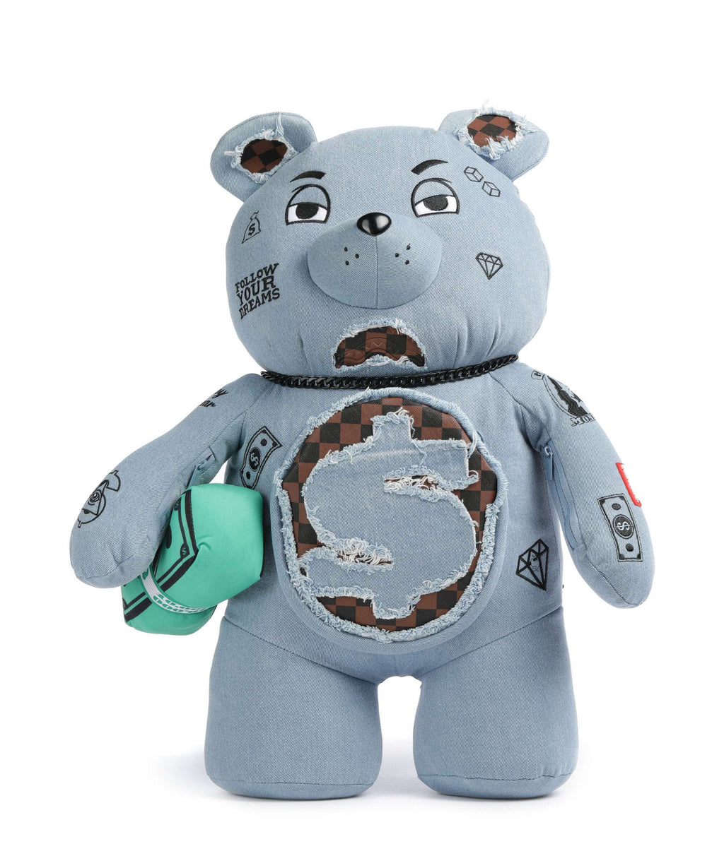 Sprayground Denim Shark Moneybear Backpack blue
