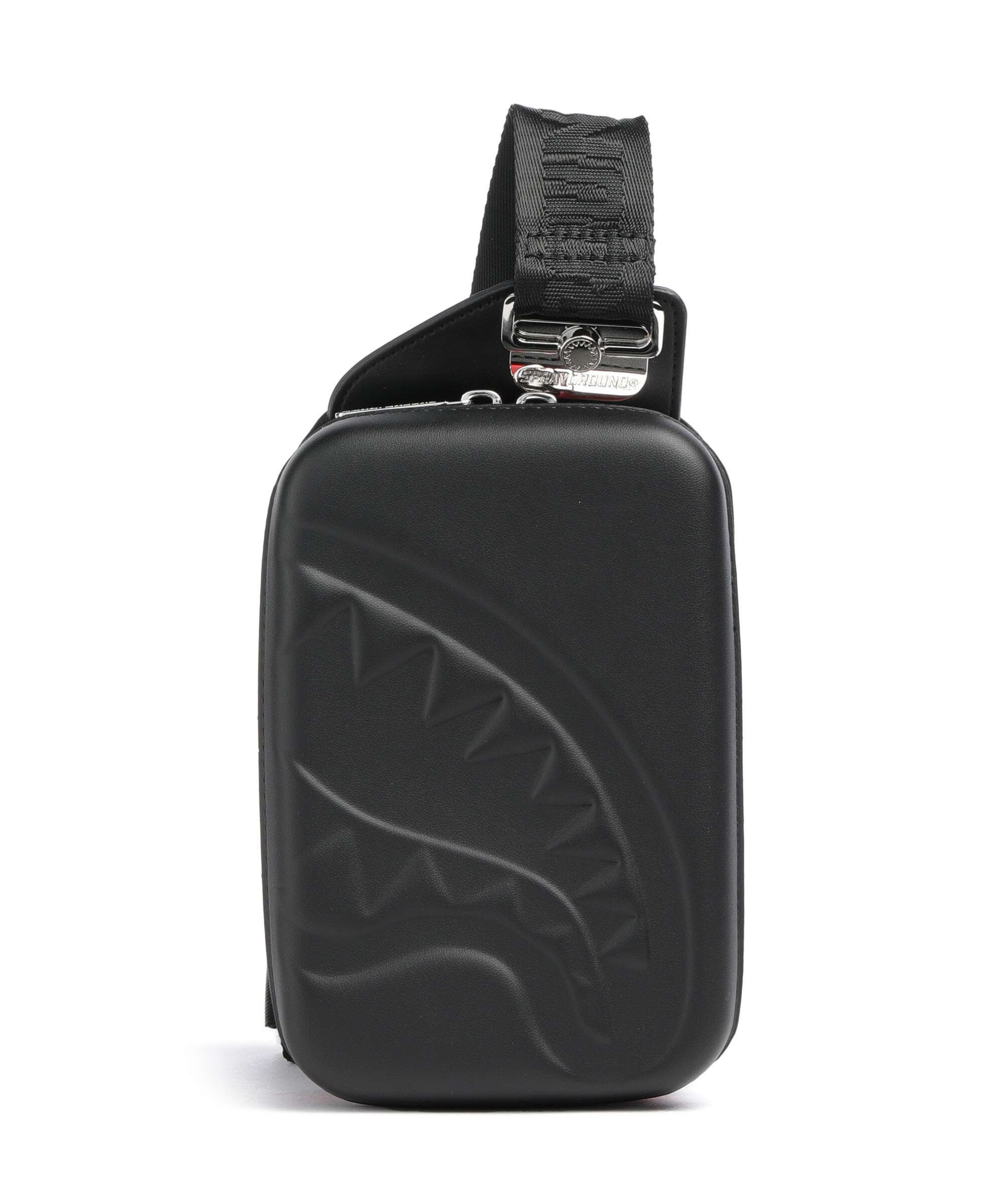 Sprayground Printed Zipper Shark Sling bag black