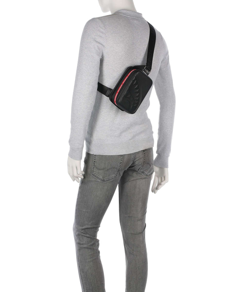 Sprayground Printed Zipper Shark Sling bag black