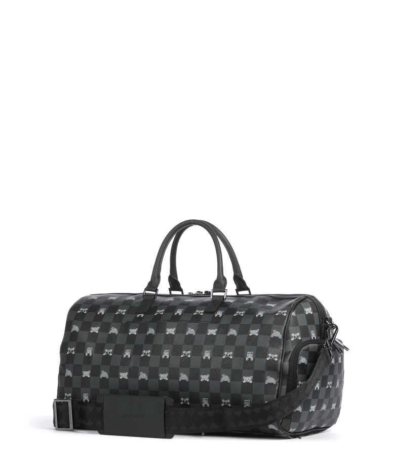 Sprayground Gray Peeking Character Check Weekend bag black