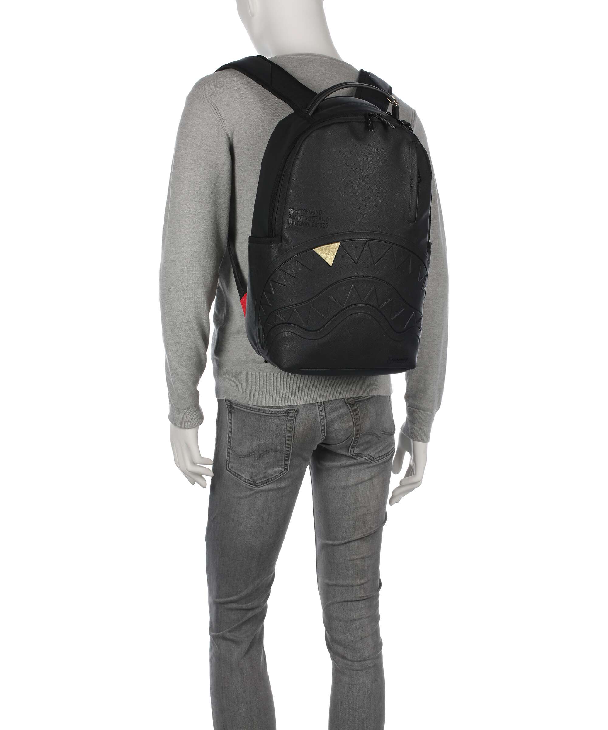 Sprayground Blacked Out Embossed Gold Tooth Backpack black