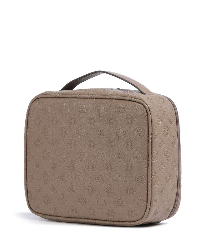 Guess Wilder Toiletry bag dark taupe logo