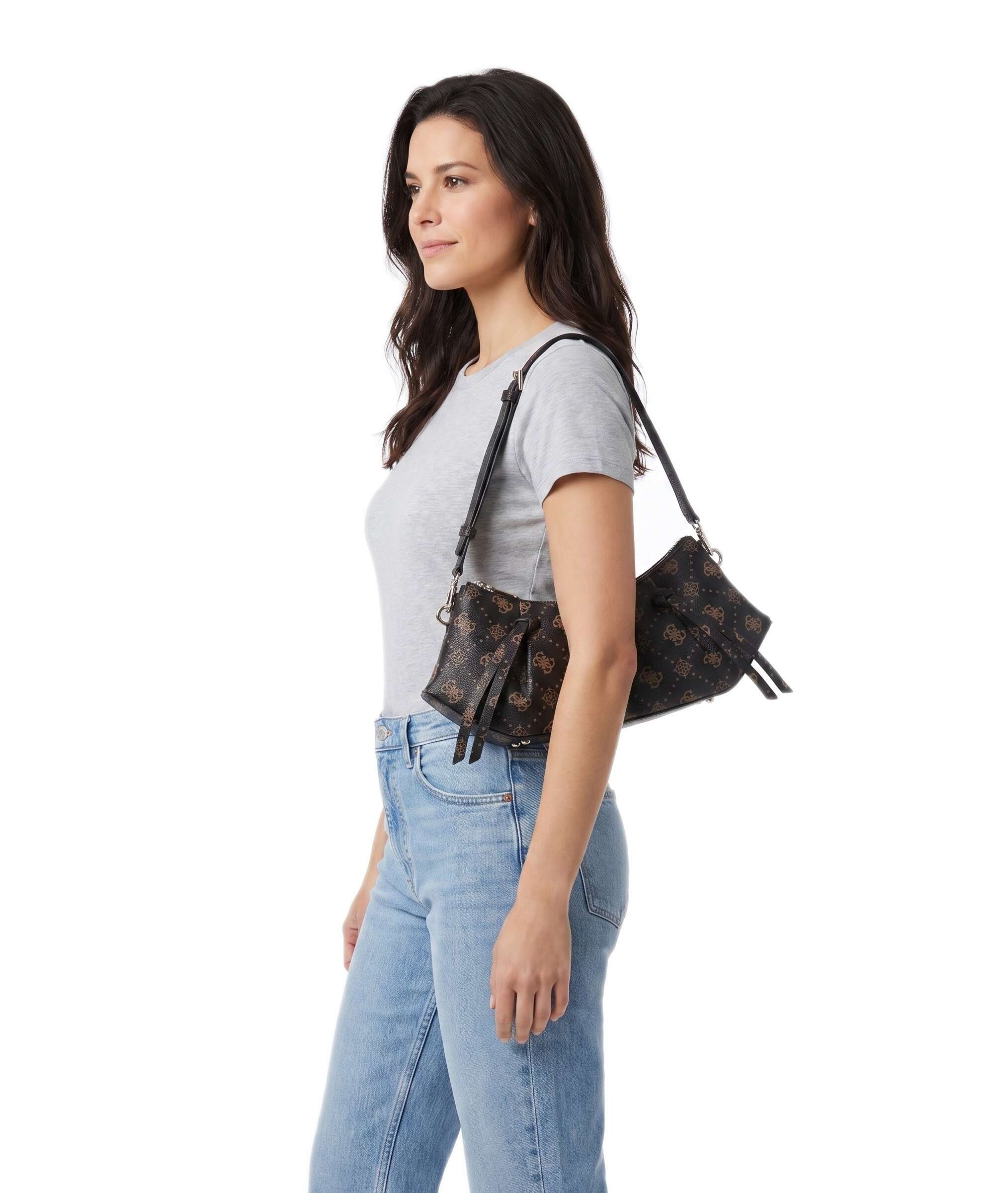Guess Allegra Logo Shoulder bag espresso logo