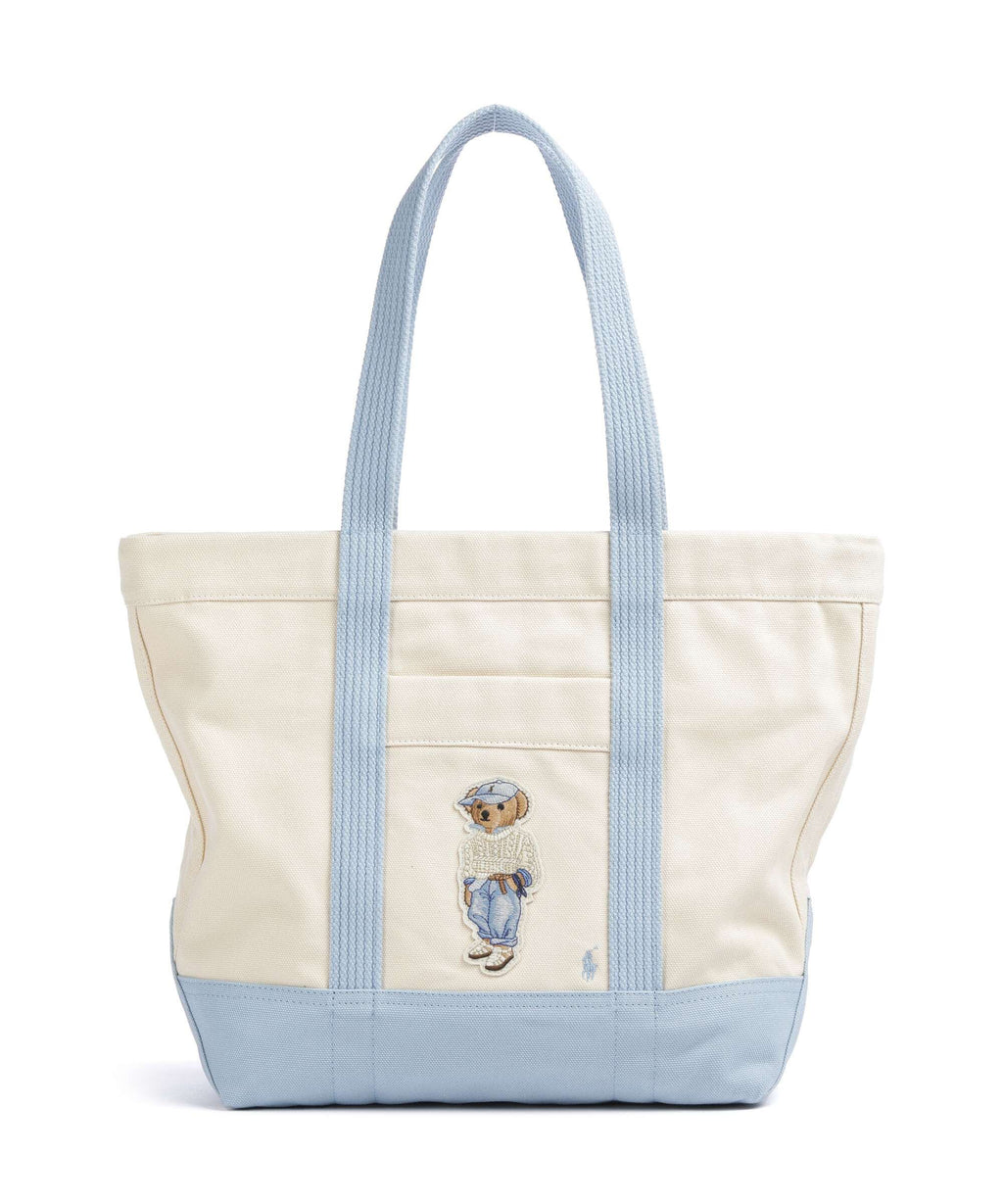 Polo Ralph Lauren Bear Eran Cable Tote bag ecru/carolina blue