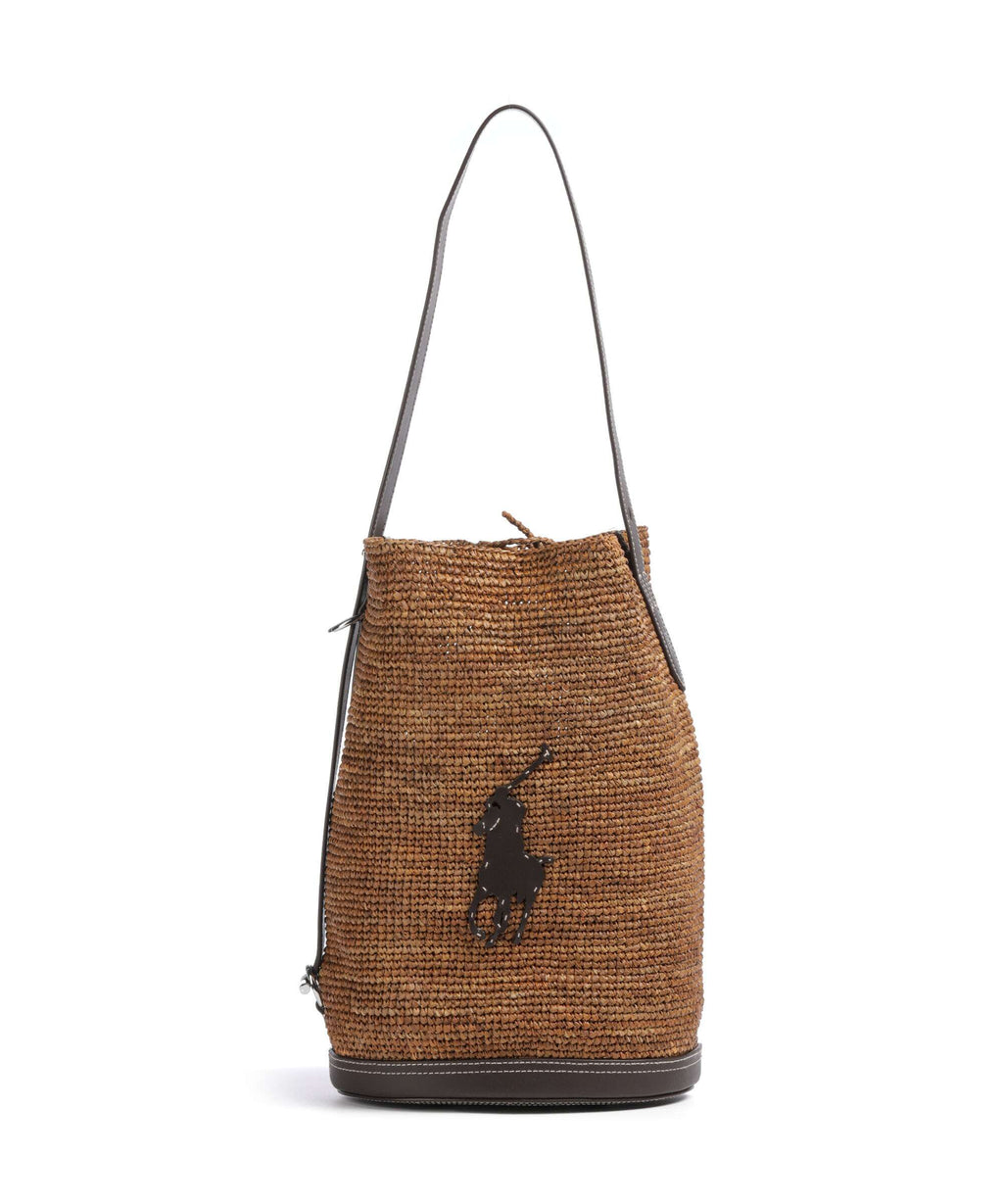 Polo Ralph Lauren Raffia Bucket bag toasted almond/chocolate