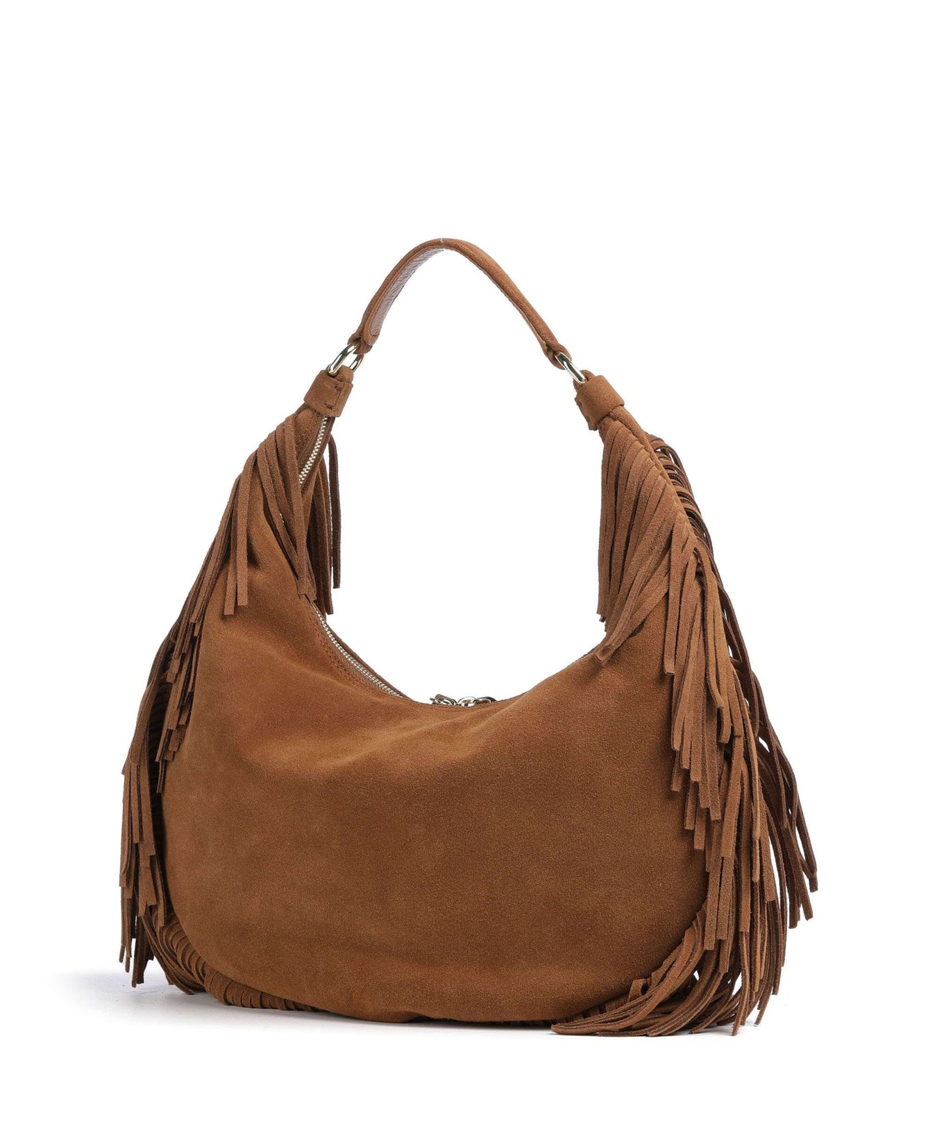 Abro Suede Nana Fringes Hobo bag cuoio