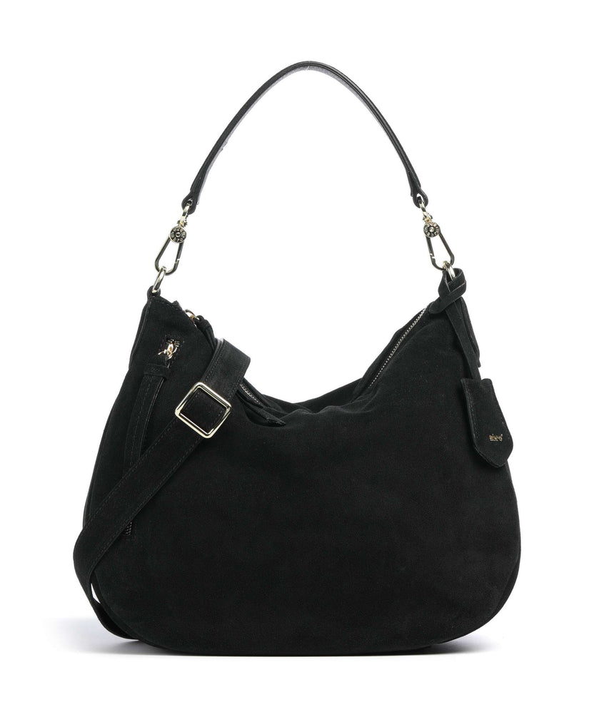 Abro Suede Juna Small Hobo bag black/gold