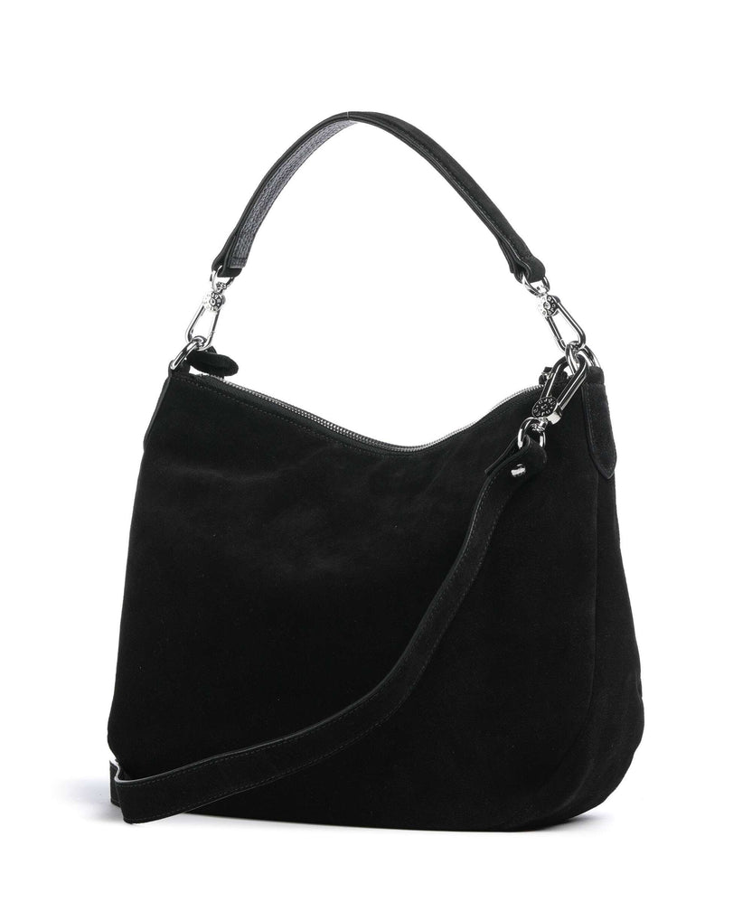 Abro Suede Juna Small Hobo bag black/nickel