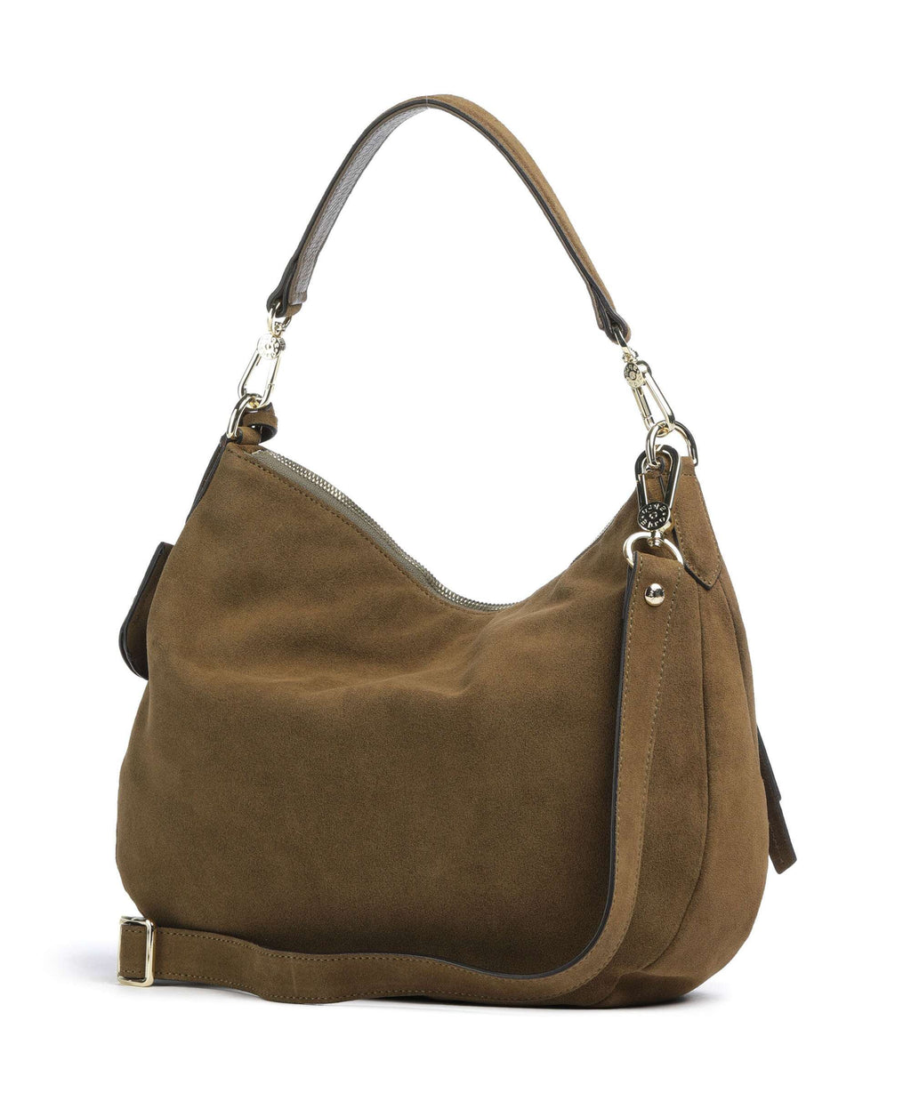 Abro Suede Juna Small Hobo bag military