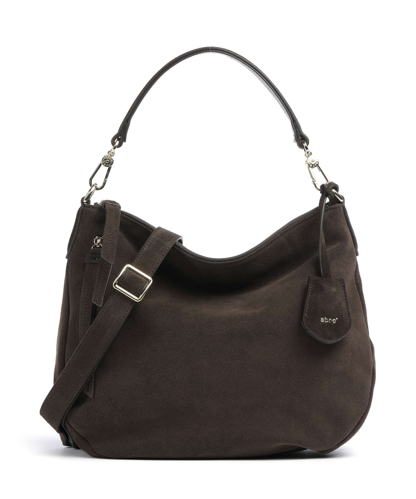 Abro Suede Juna Small Hobo bag dark brown