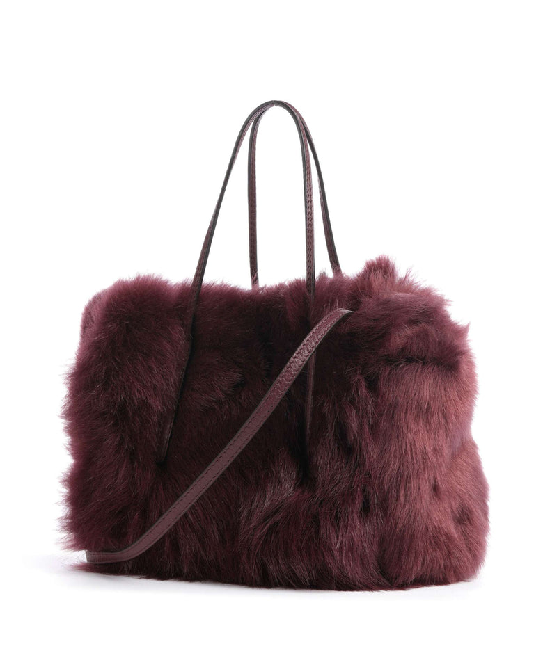Abro Shearling Noelle Handbag bordeaux
