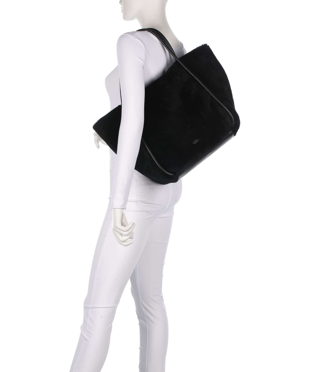 Abro Shearling Willow Tote bag black/nickel