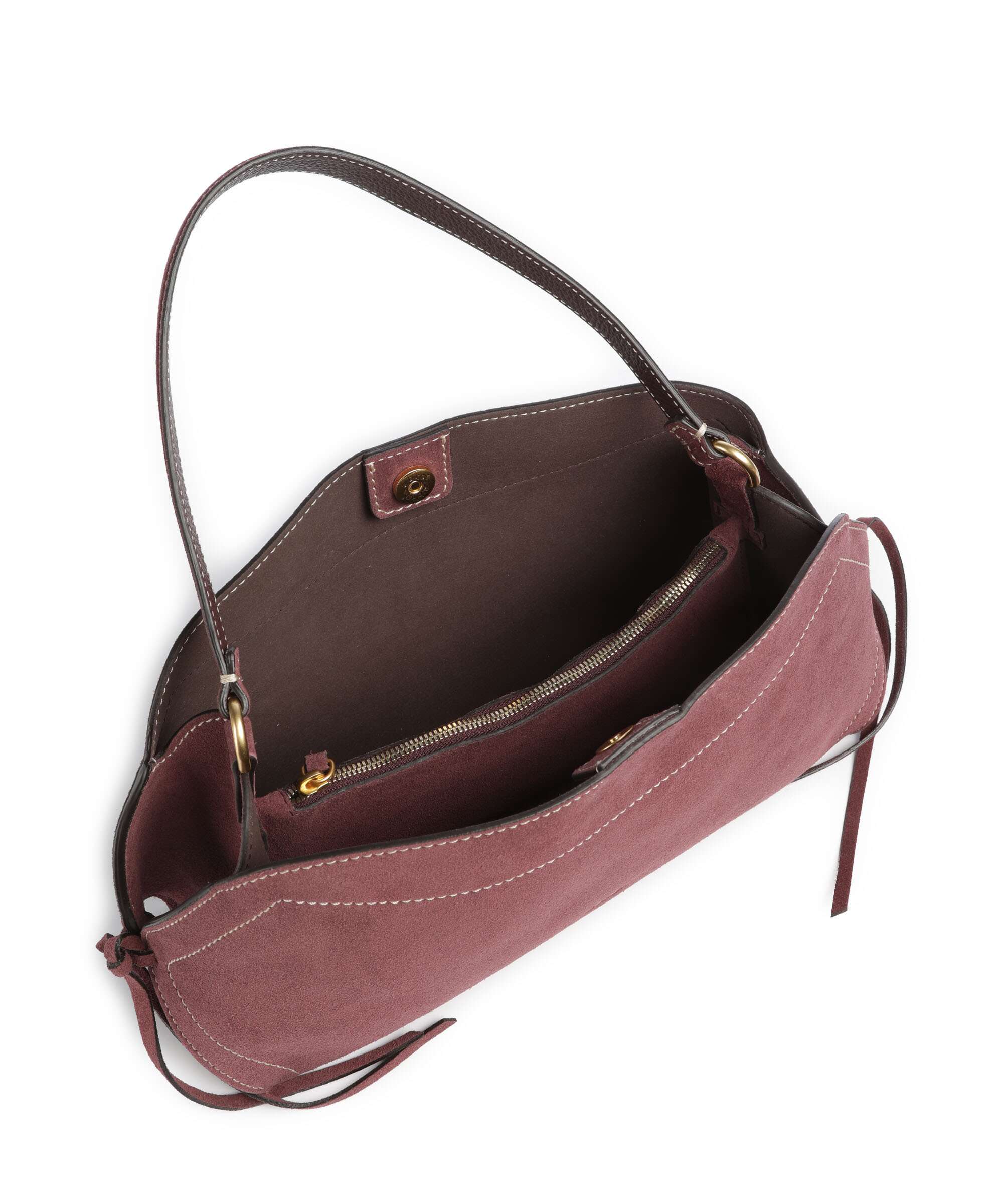Abro Suede Necessity Small Shoulder bag burgundy