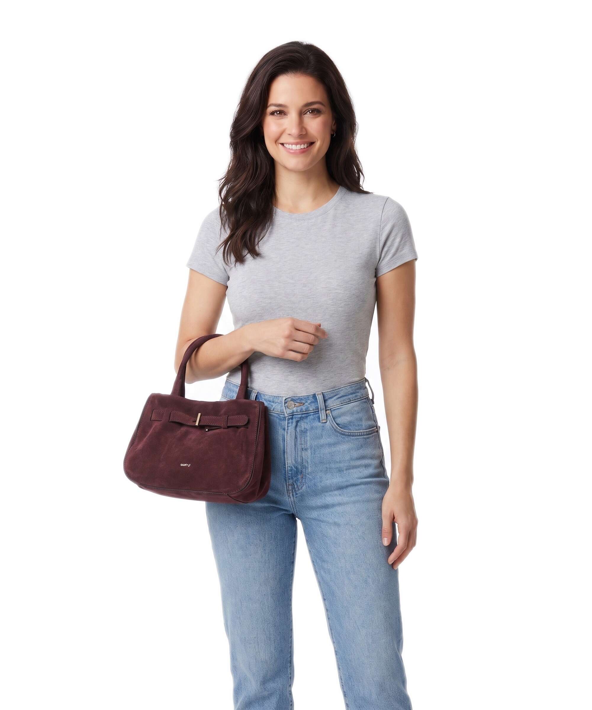 Abro Suede Jill Handbag burgundy