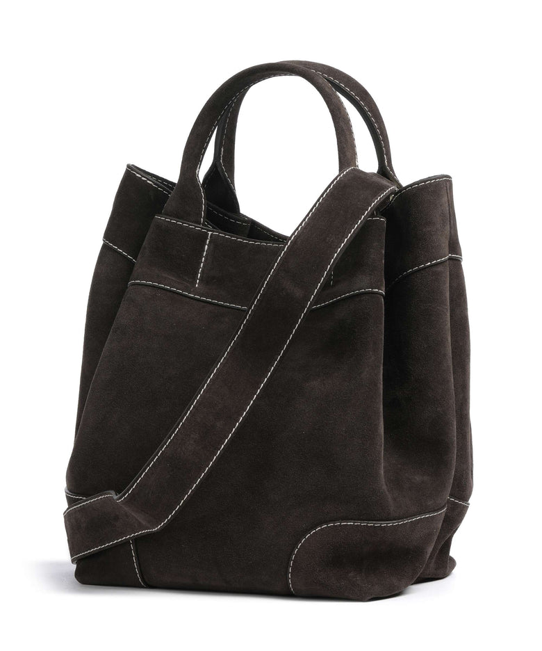 Abro Suede Essential Medium Handbag dark brown