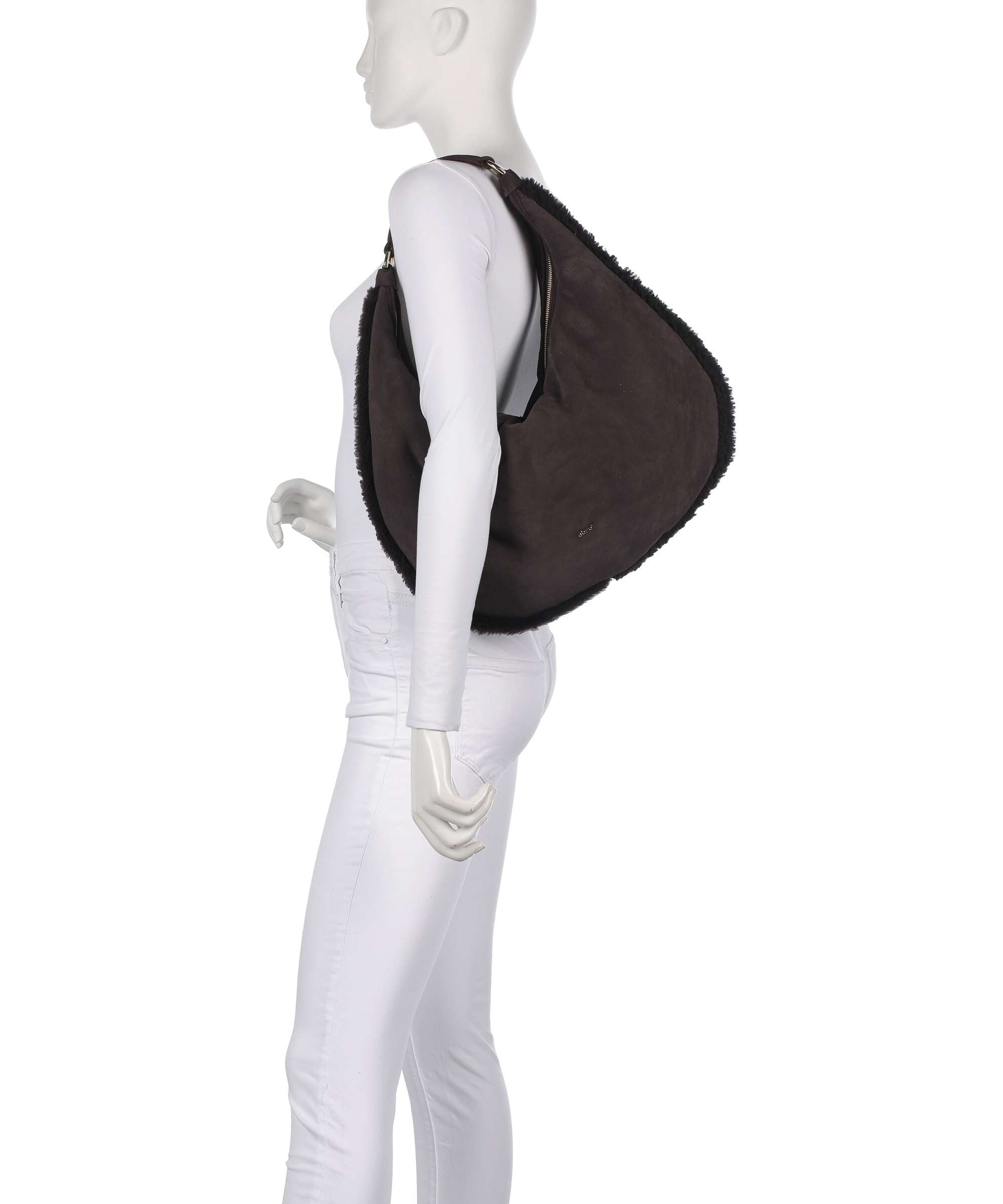Abro Shearling Nana Big Hobo bag dark brown