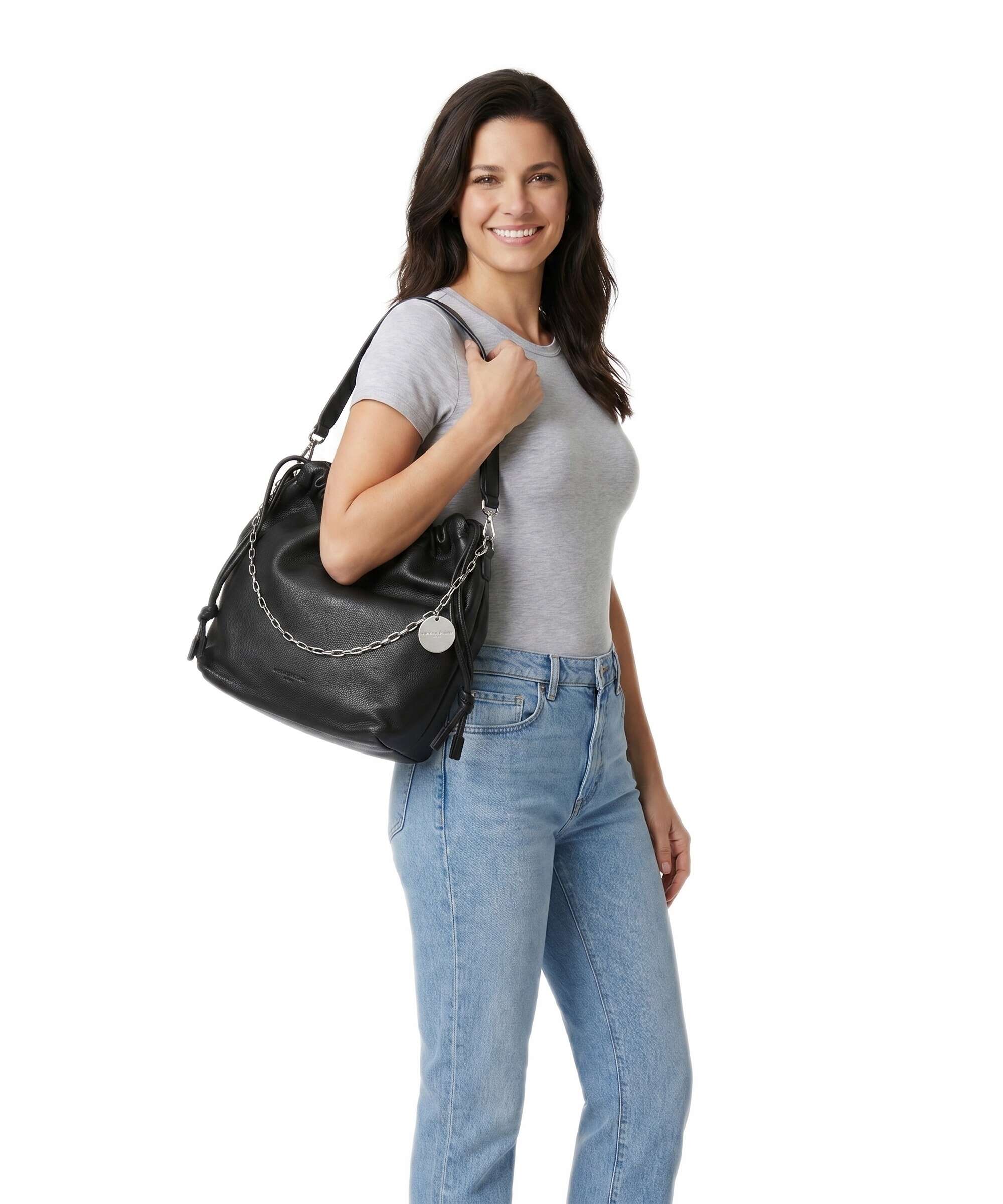 Liebeskind Lya II Small Pebble M Bucket bag black