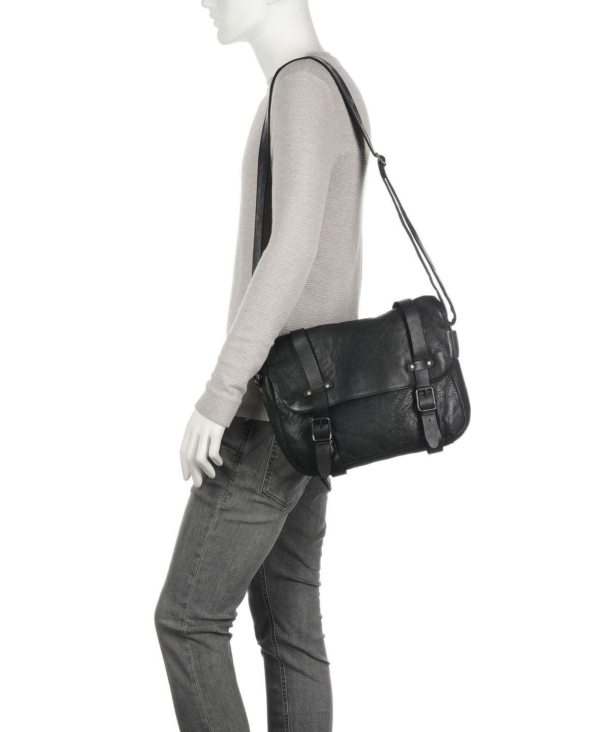 Aunts & Uncles Barbershop Anchor Messenger bag charcoal black