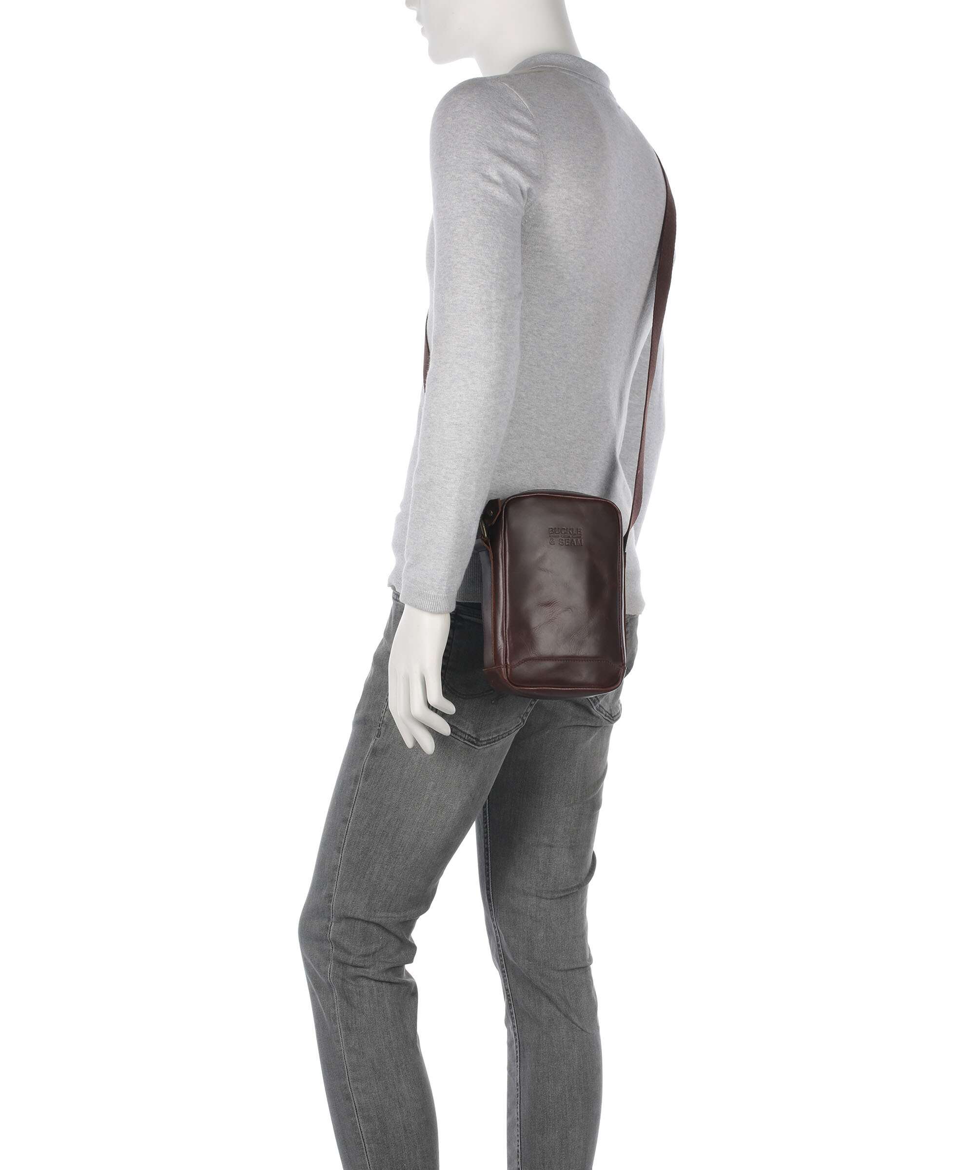 Buckle & Seam Crazy Horse Runner Crossbody bag brown