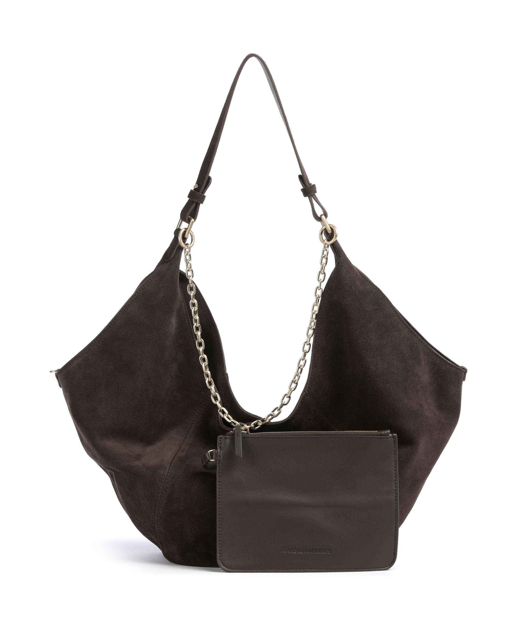 Les Visionnaires Amelie Cozy Chain Hobo bag dark brown