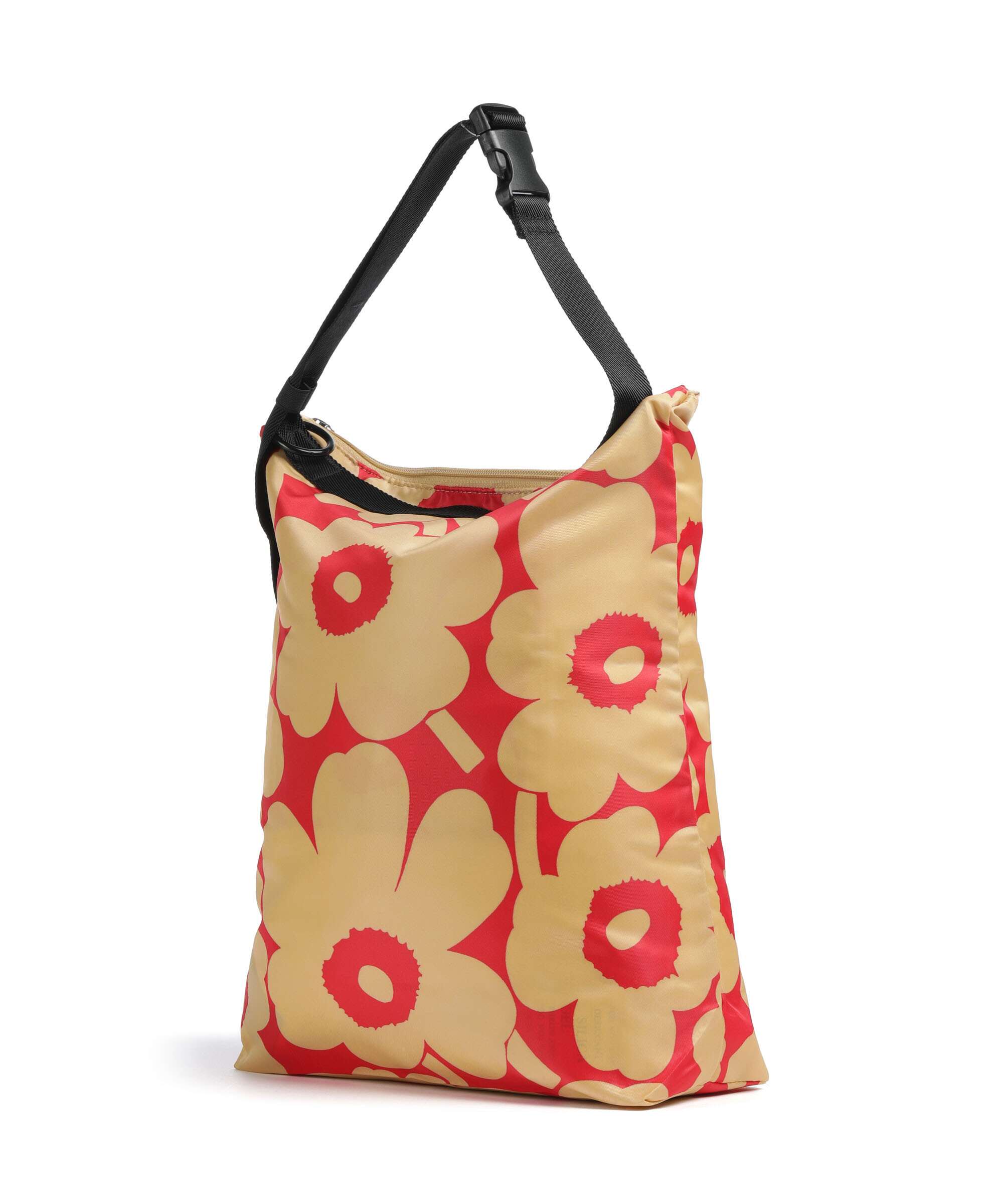 Marimekko Neat Unikko M Hobo bag light brown/red