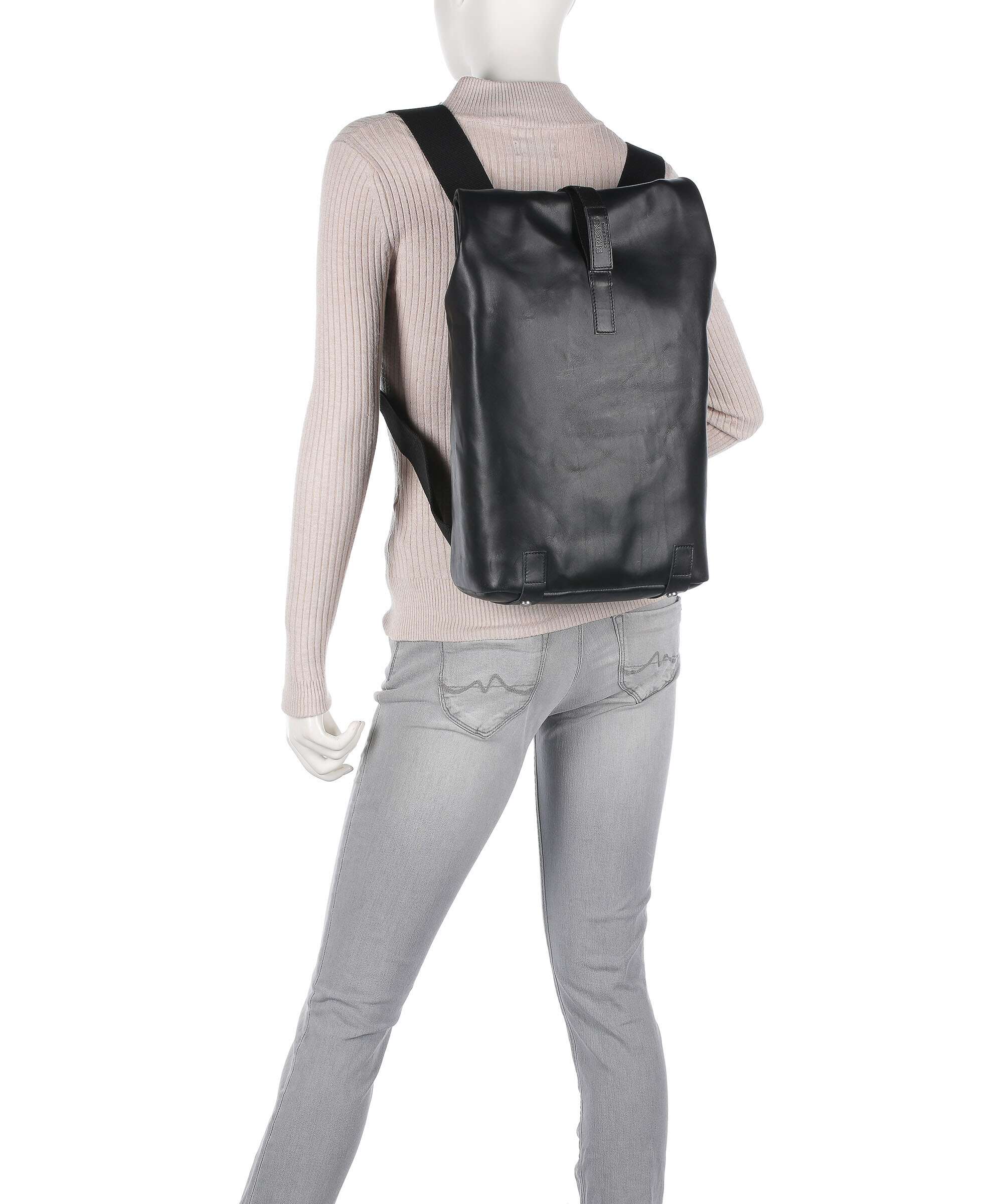 Brooks England Pickwick Leather Small Rolltop backpack black