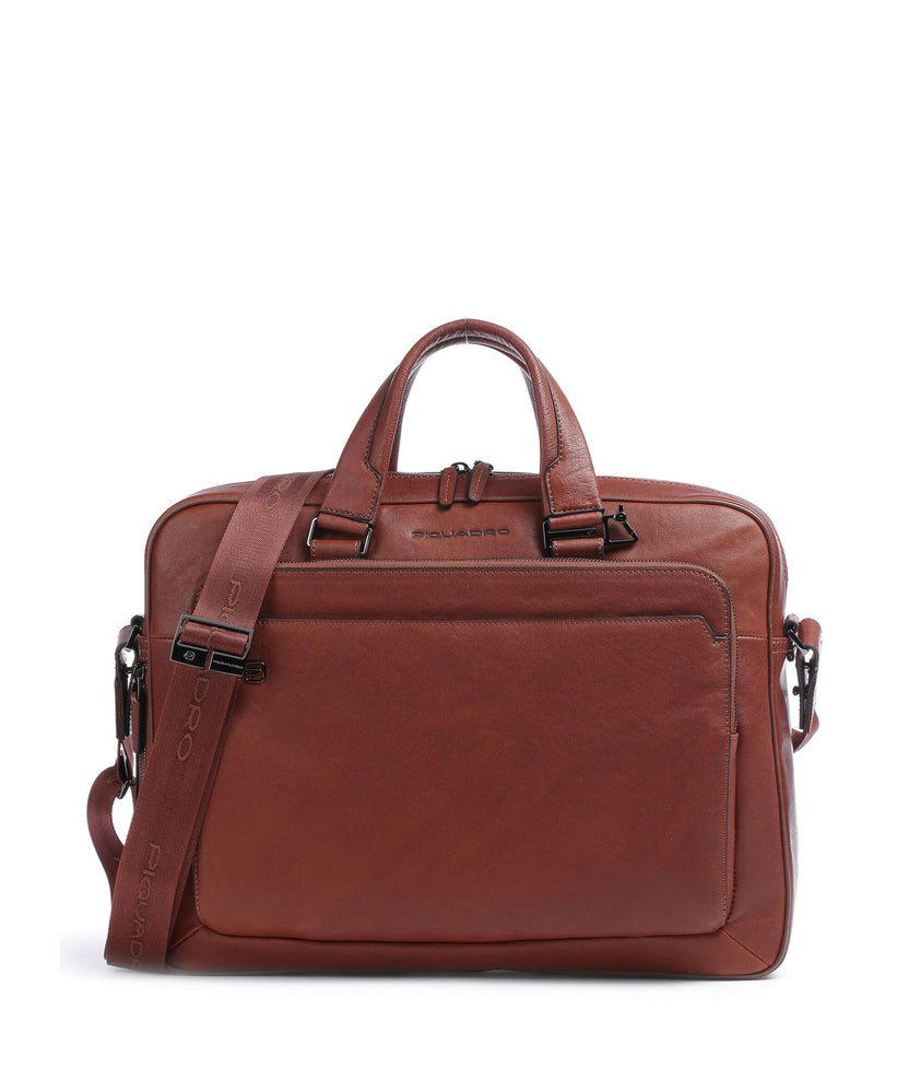 Piquadro Black Square Briefcase cuoio