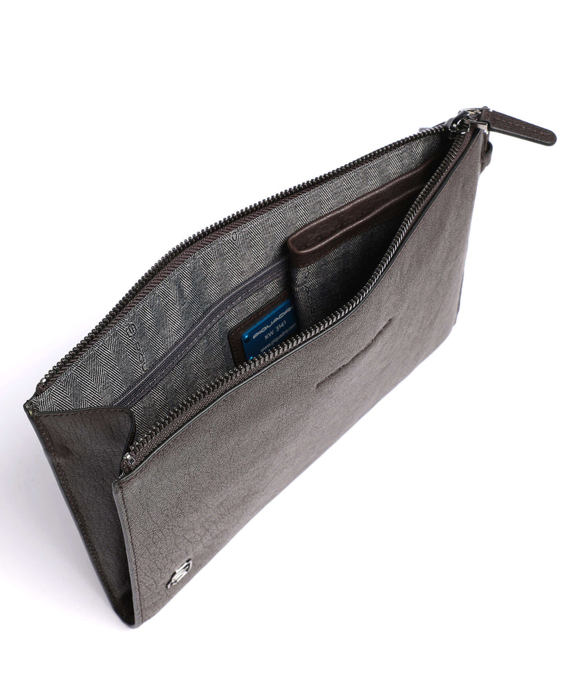 Piquadro Black Square Wristlet dark brown