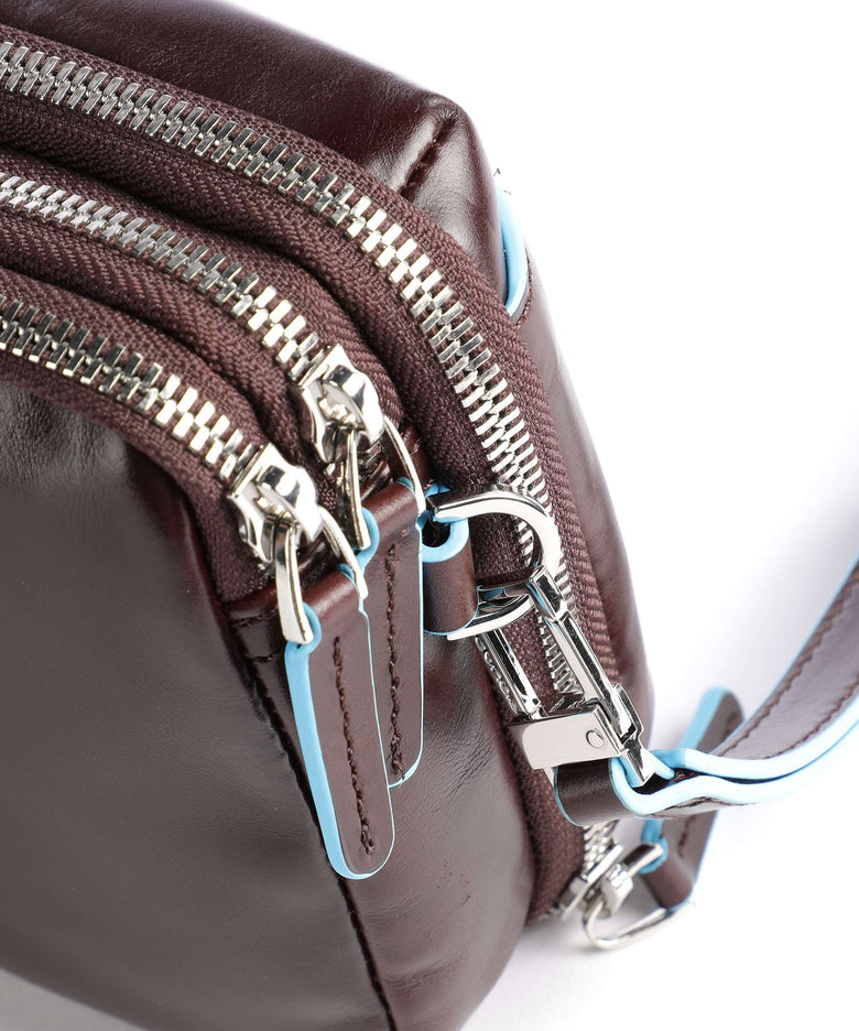 Piquadro Blue Square Wristlet mahogany