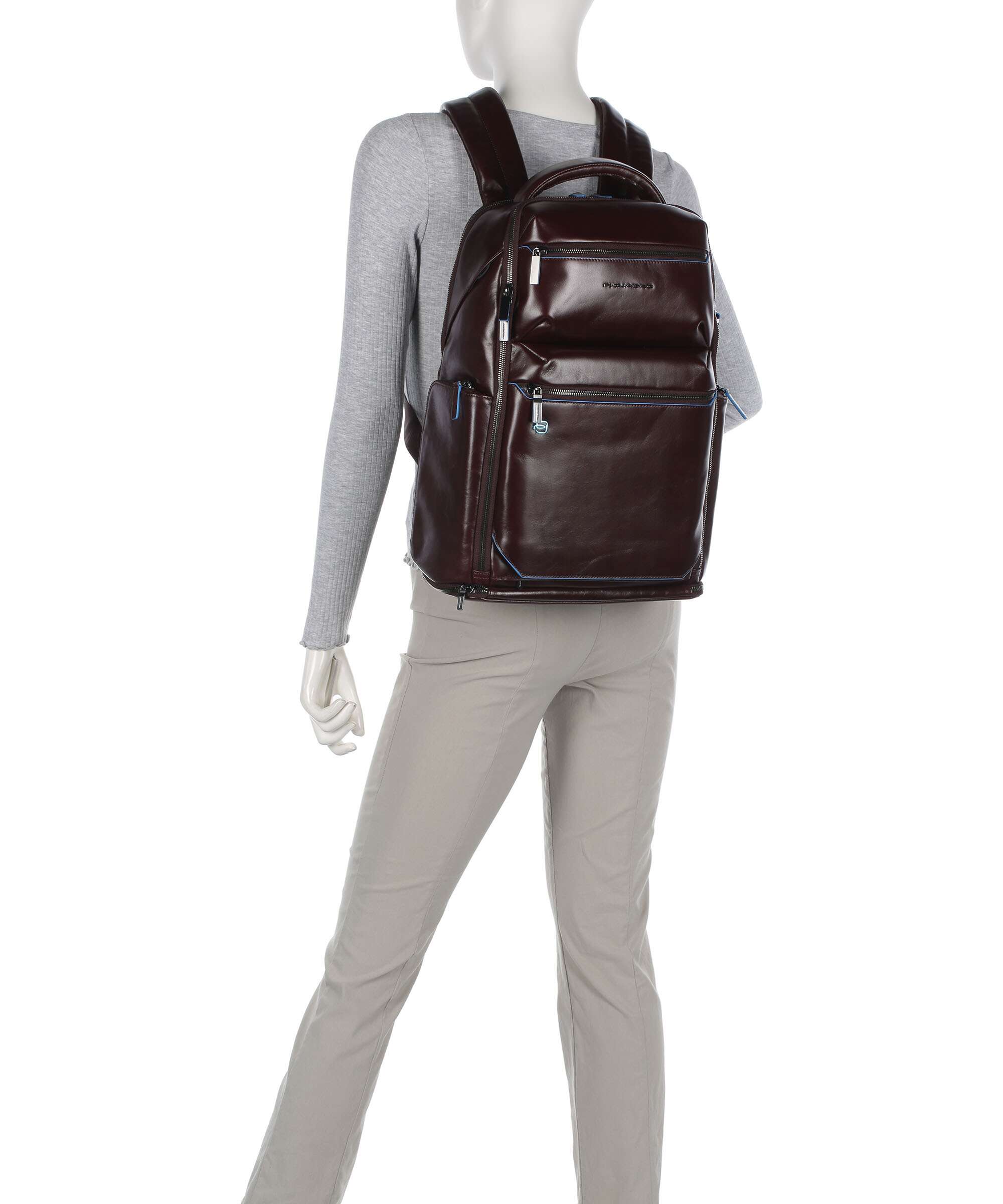 Piquadro Blue Square Backpack mogano