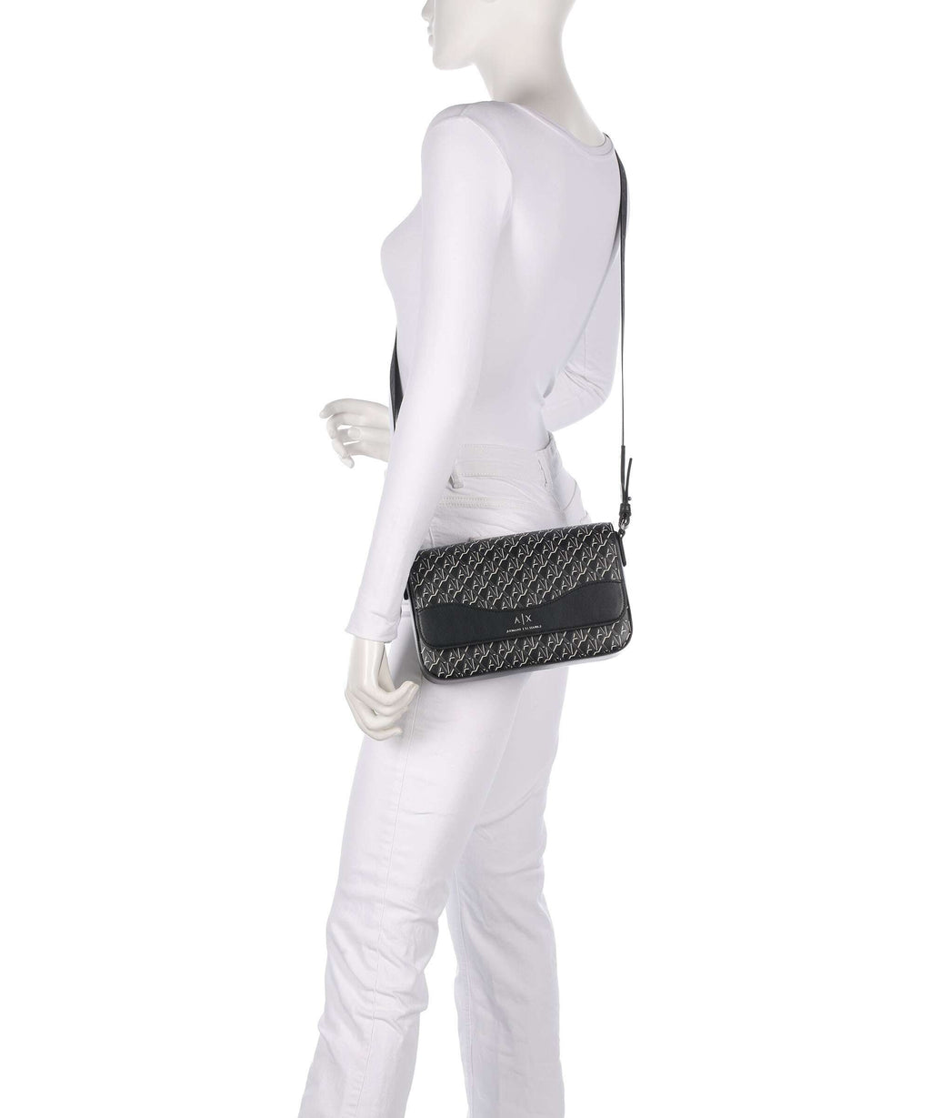 Armani Exchange Wave Monogram Crossbody bag black