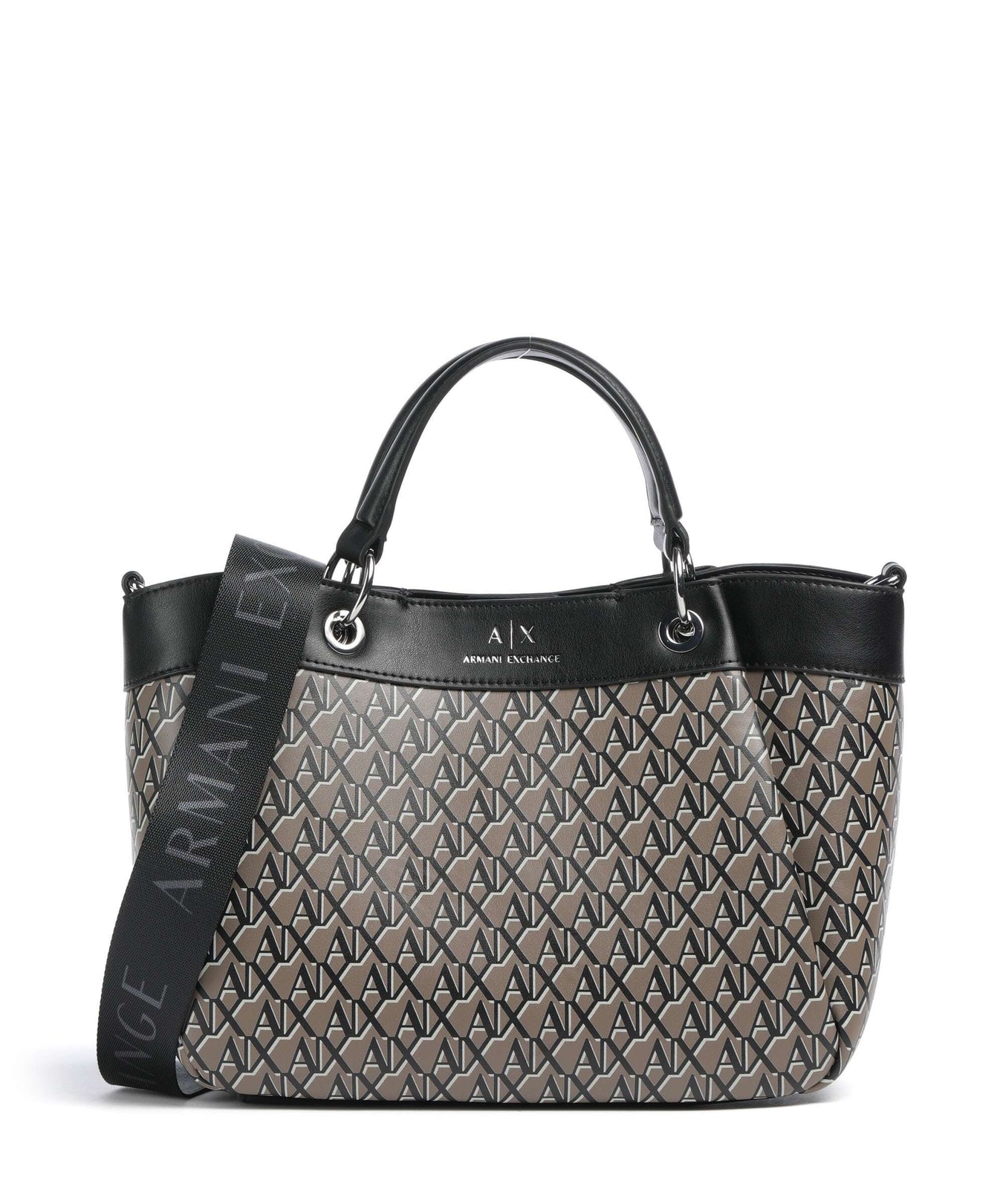 Armani Exchange Wave Monogram M Handbag brown bass/black