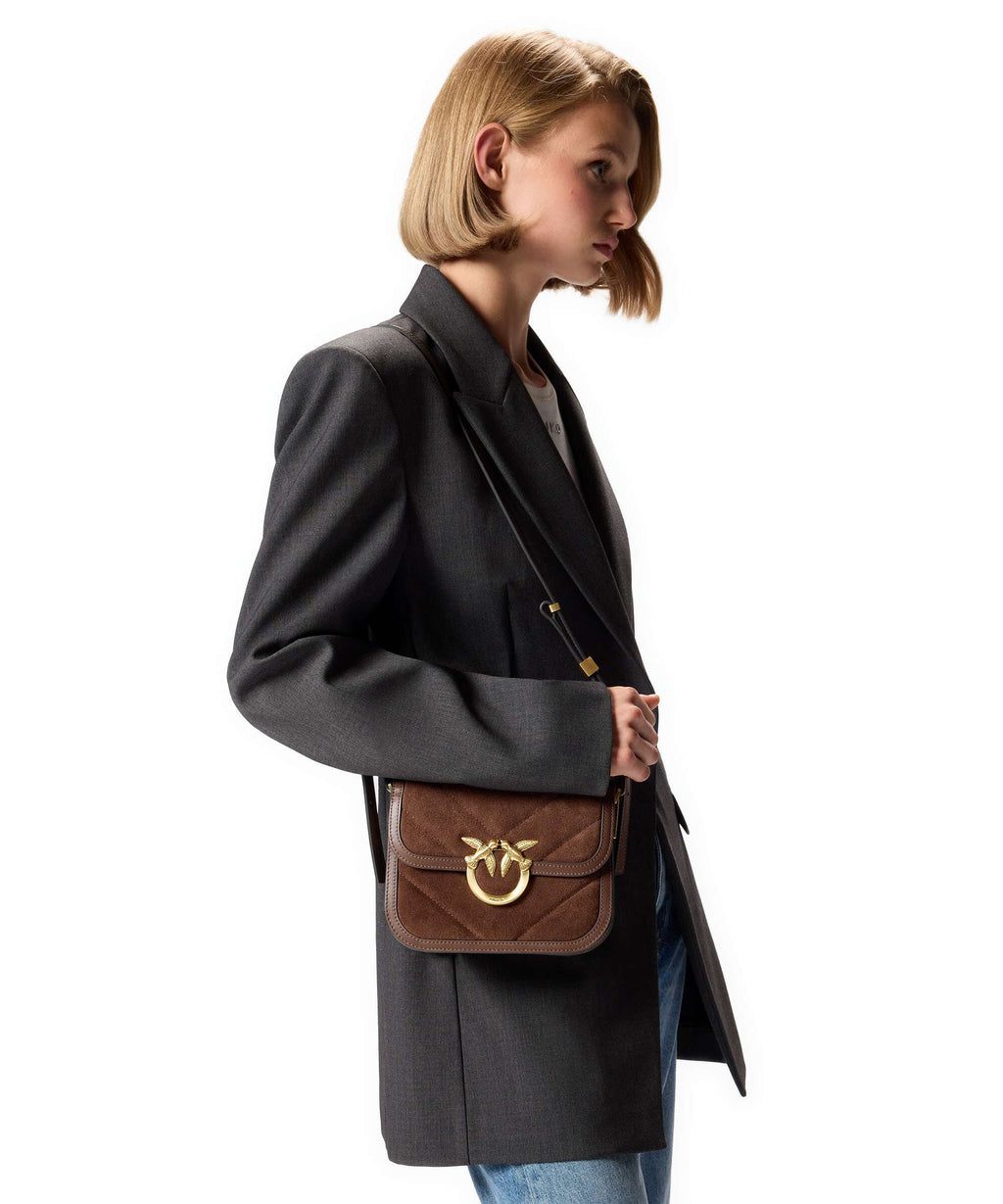 Pinko Love Box Crossbody bag marrone castano/matt gold