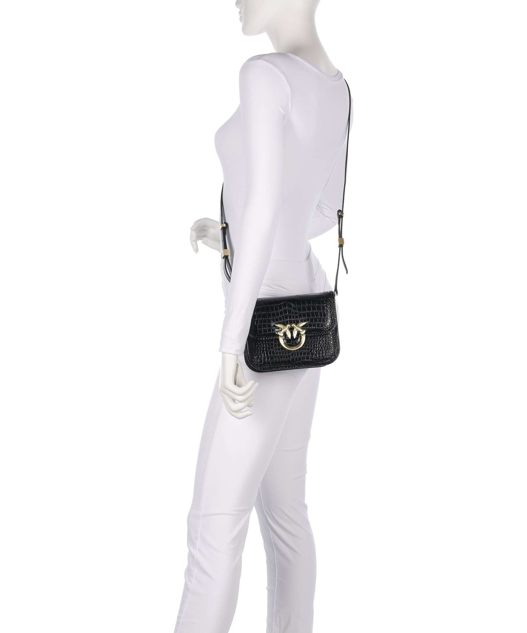 Pinko Love Box Mini Crossbody bag nero limousine/matt gold