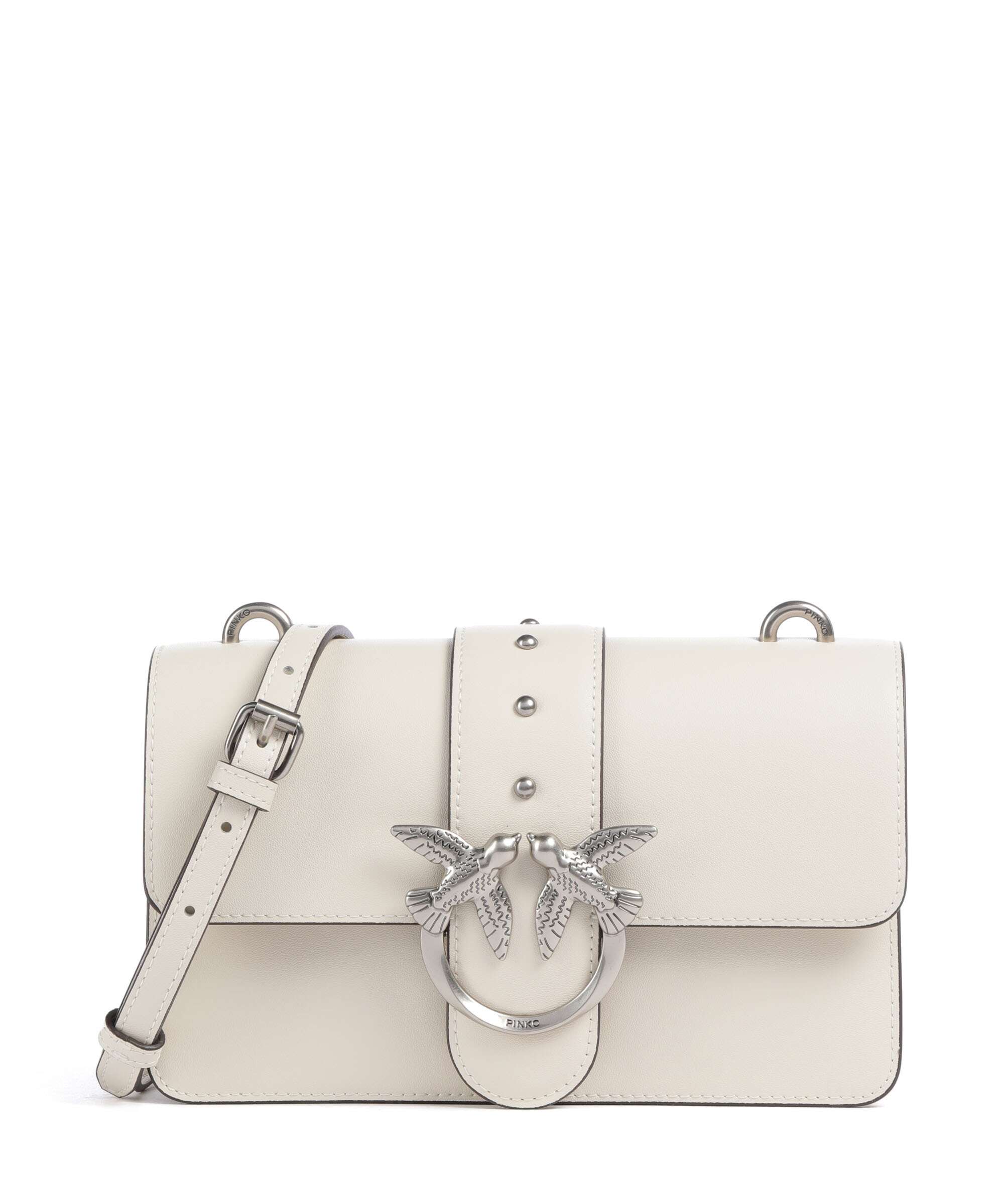 Pinko Love One Mini Crossbody bag bianco seta/old silver