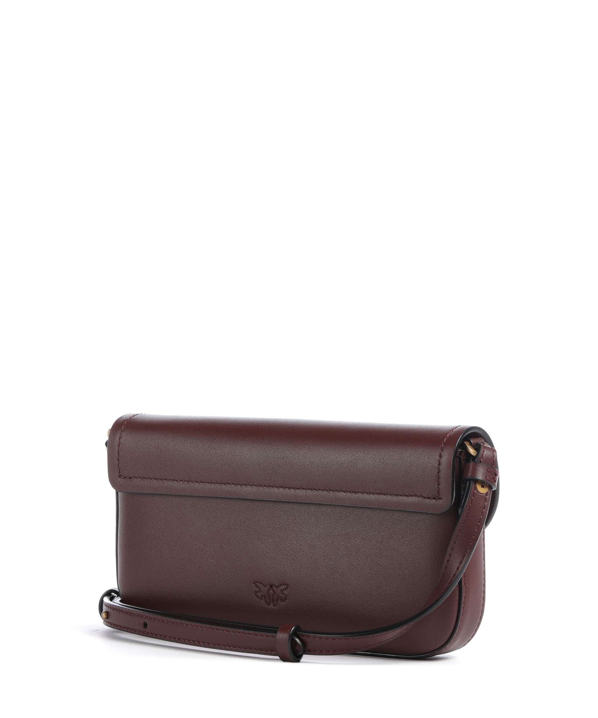 Pinko Saddle Flat Crossbody bag rosso vino/antique gold