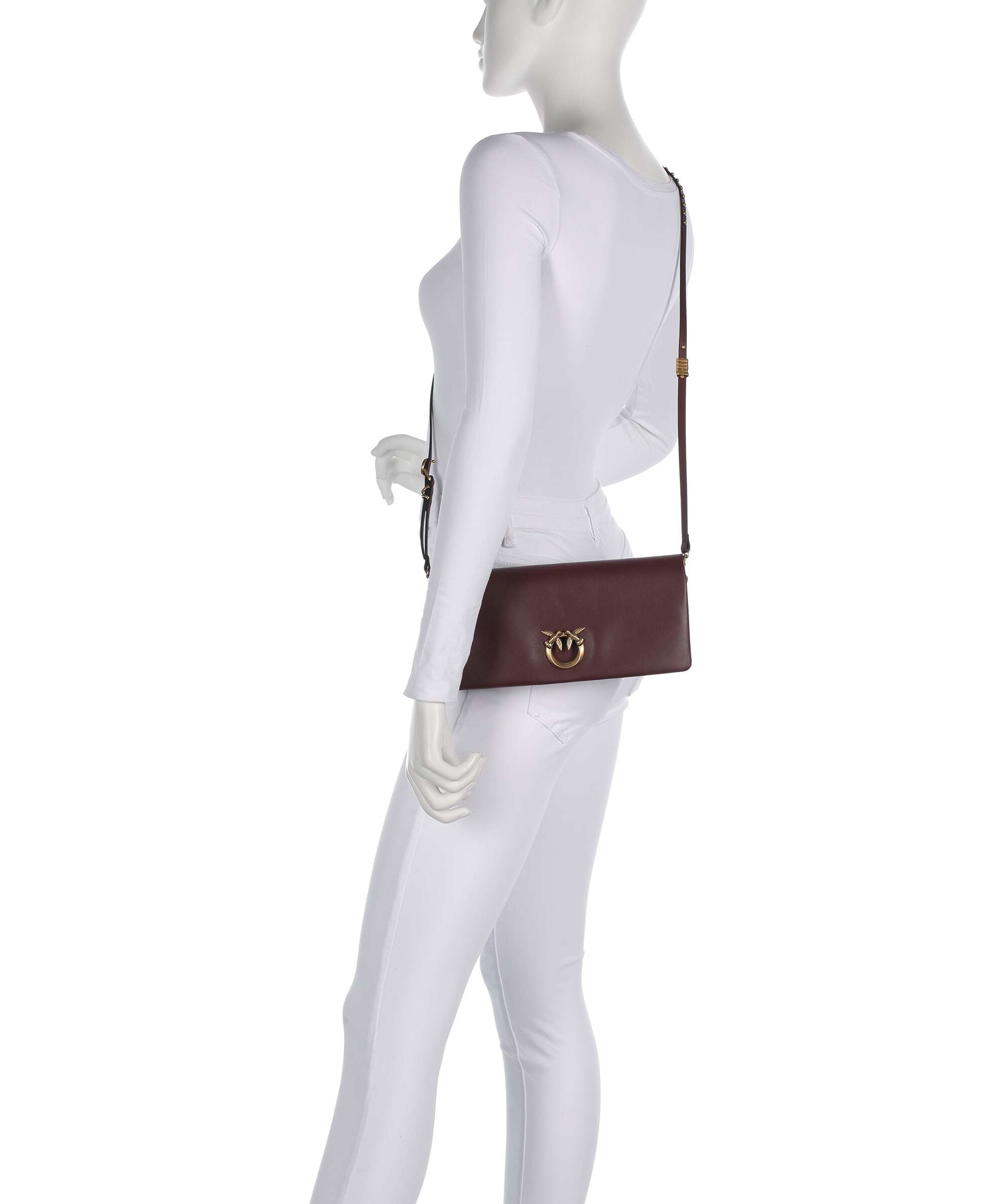 Pinko Click Soft Classic Crossbody bag burgundy wine/antique gold