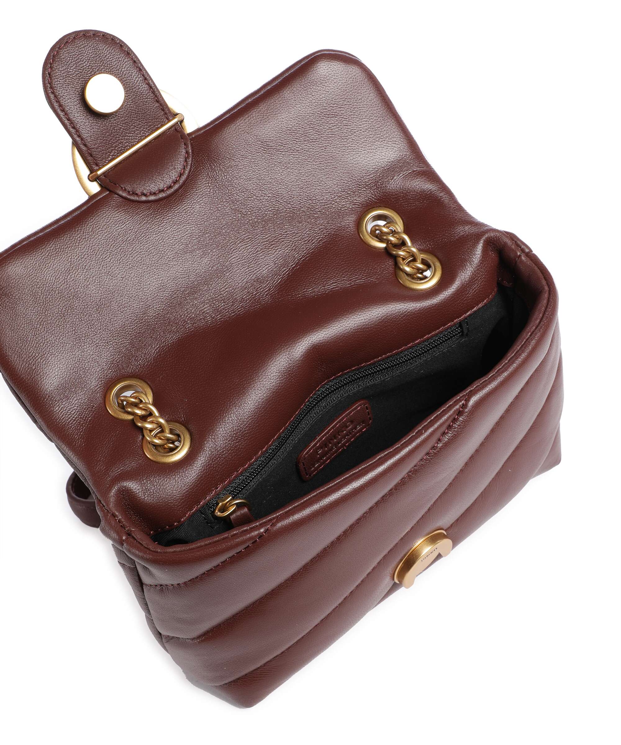 Pinko Love Puff Baby Shoulder bag burgundy wine/antique gold
