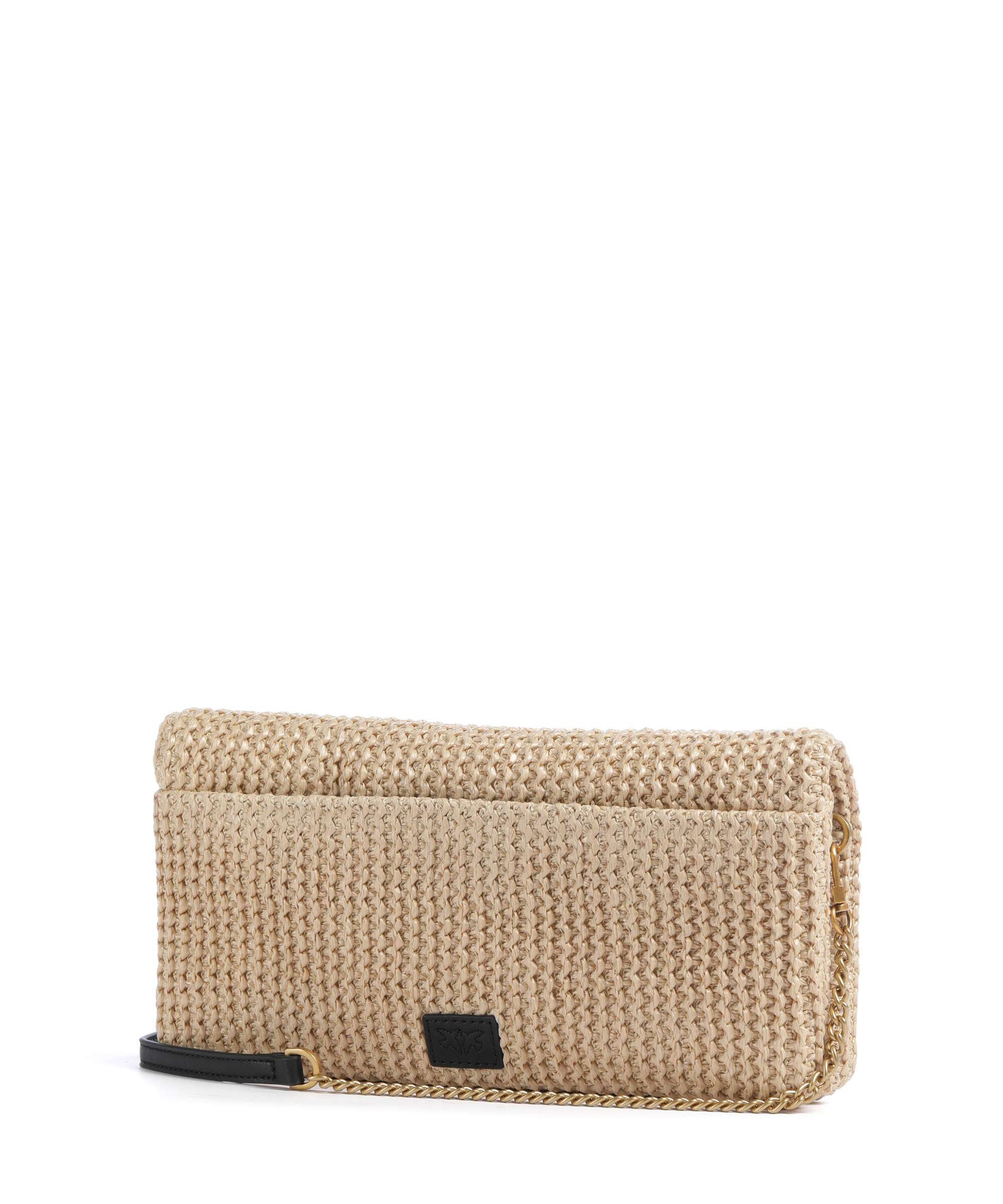 Pinko Love Click Soft Horizontal Classic Crossbody bag rafia/nero/antique gold