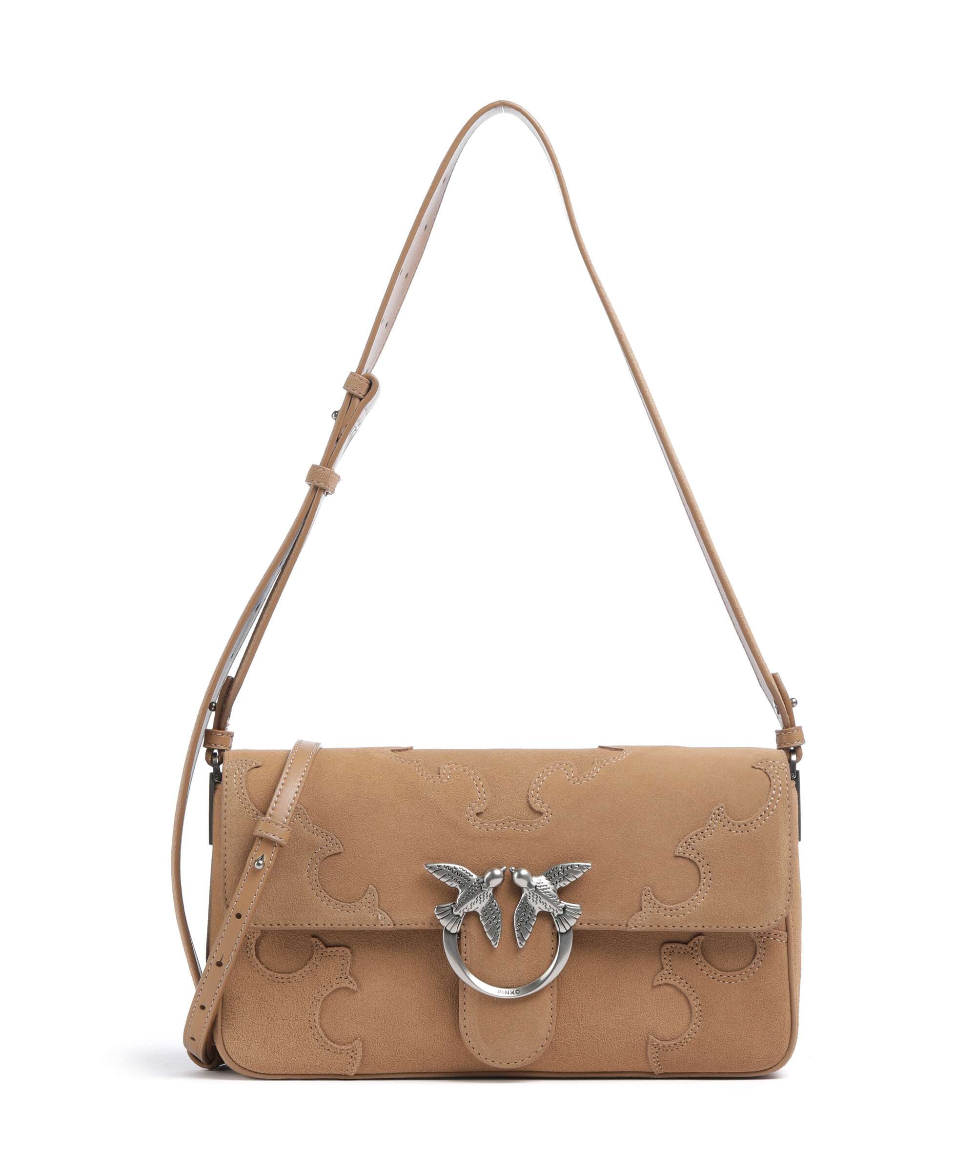 Pinko Love One Classic Slouchy Shoulder bag beige/scoiattolo/old silver