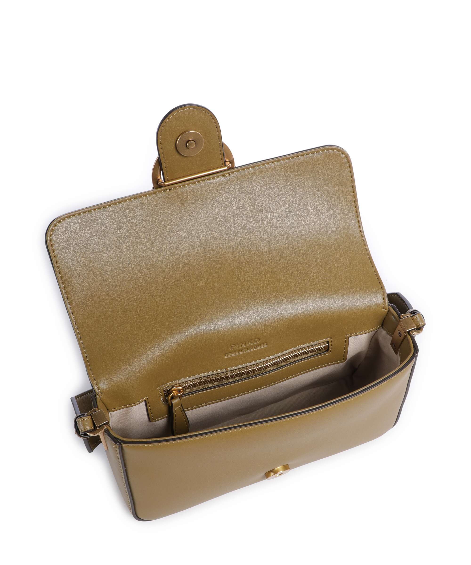 Pinko Love One Mini Slouchy Shoulder bag verde canguro/antique gold