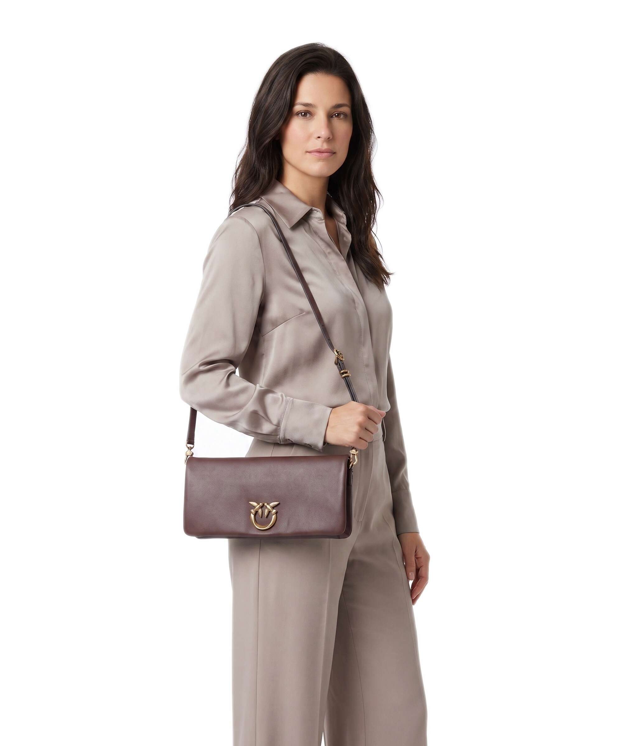 Pinko Click Soft Classic Crossbody bag castano intenso/antique gold