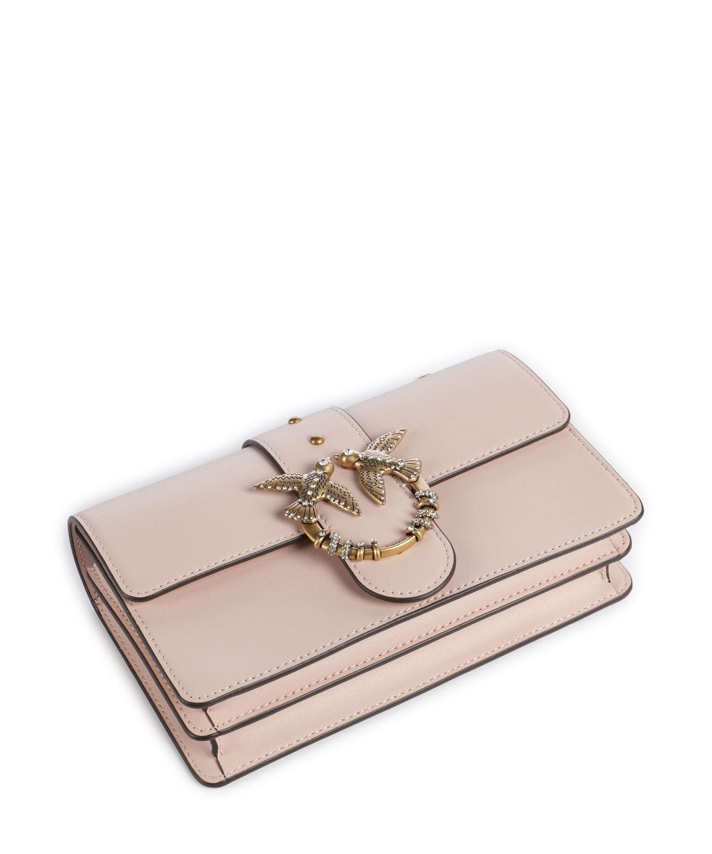 Pinko Love One Mini New Buckle Crossbody bag rosa cammeo/antique gold