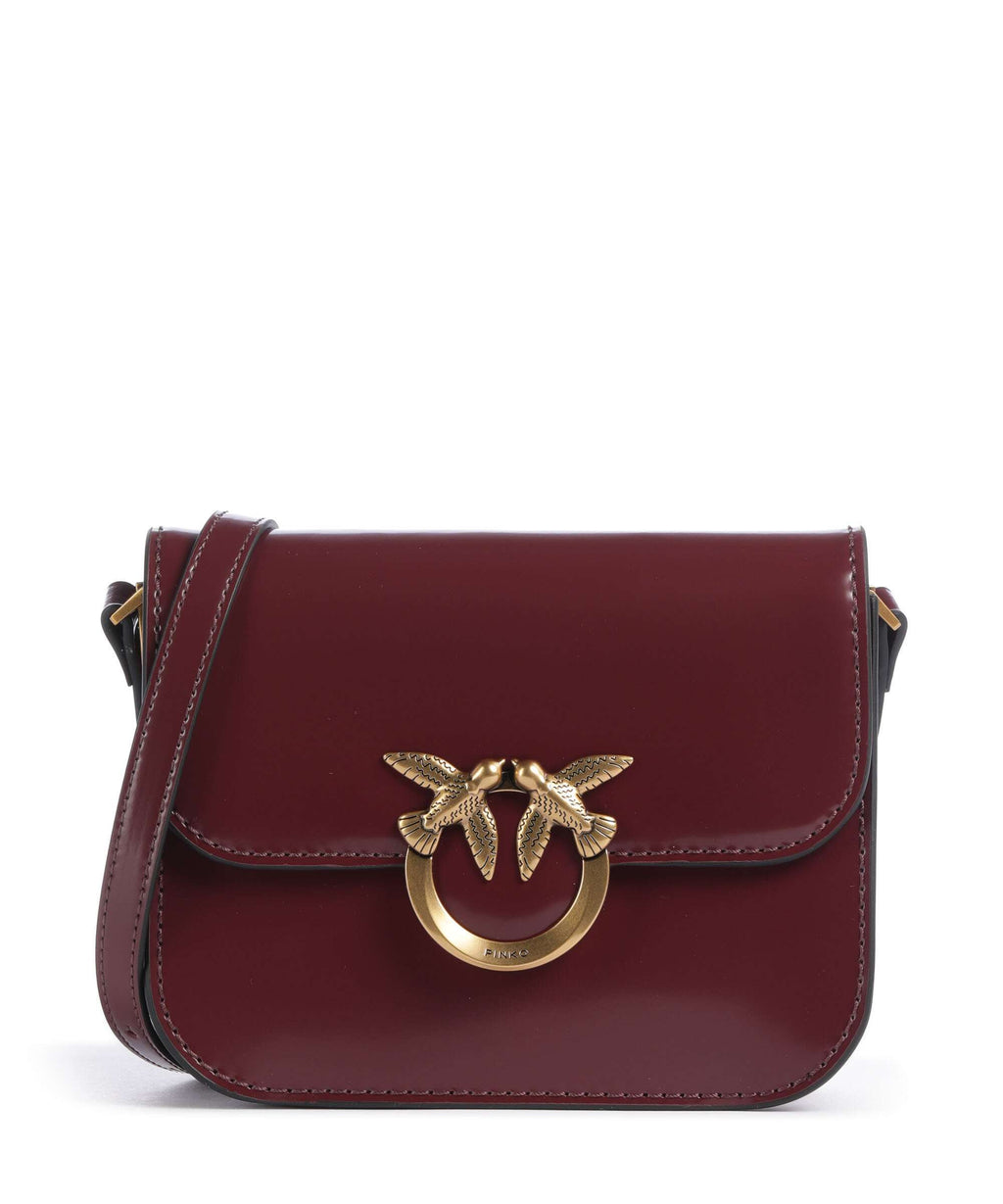 Pinko Love Box Mini Crossbody tas leer ribes intenso/antique gold ...