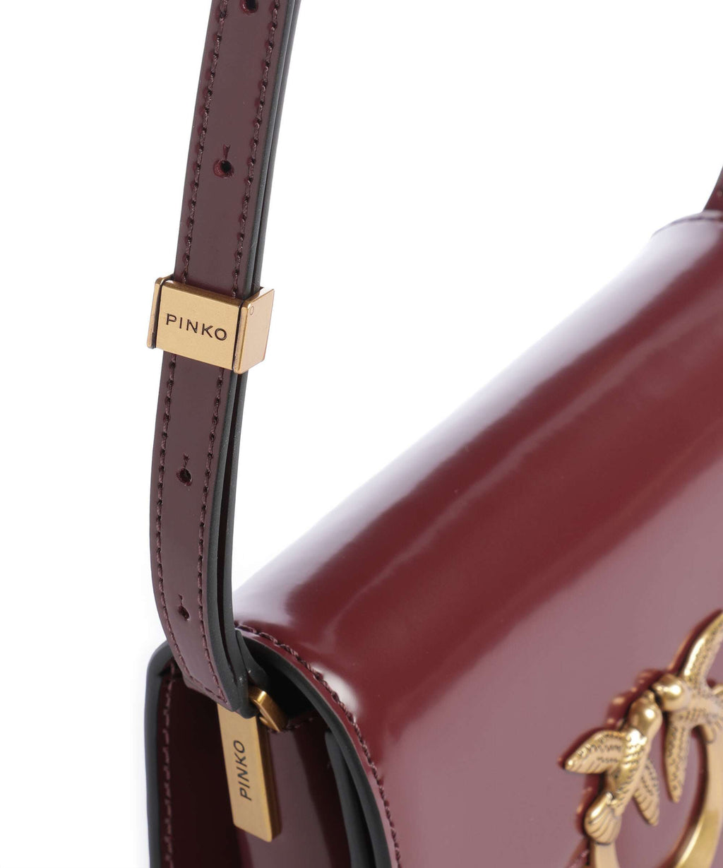 Pinko Love Box Mini Crossbody tas leer ribes intenso/antique gold ...