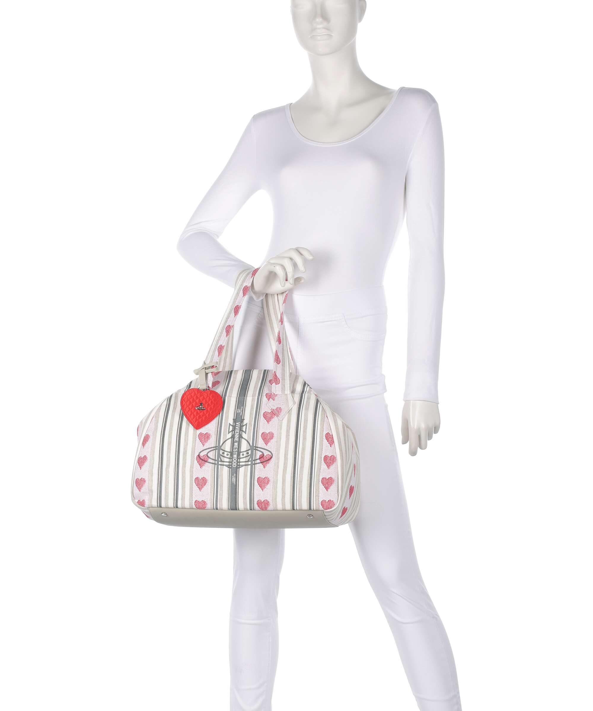 Vivienne Westwood Archive Linen Heart Stripes Large Handbag multicolour 