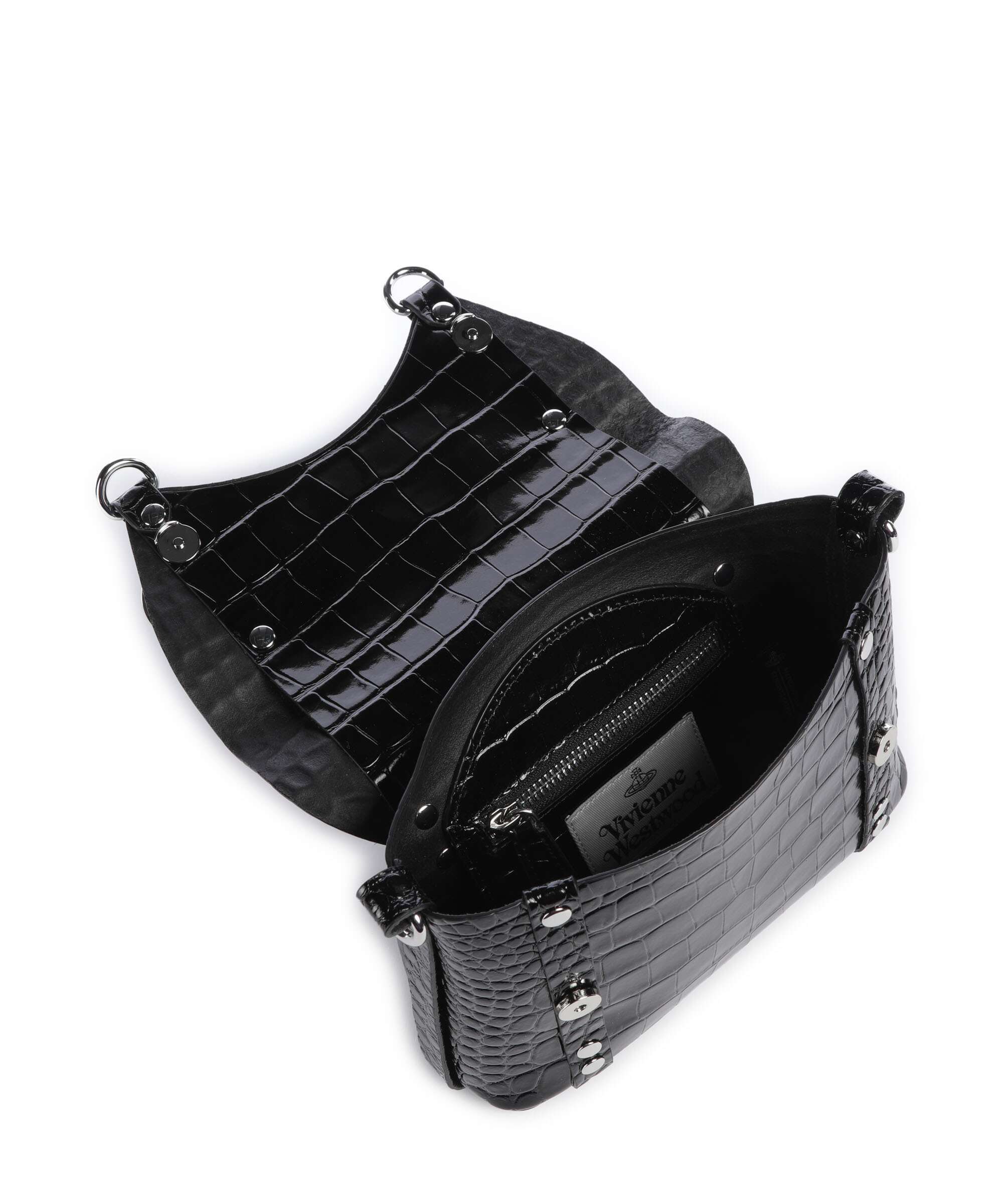 Vivienne Westwood Kim Embossed Croc Crossbody bag black