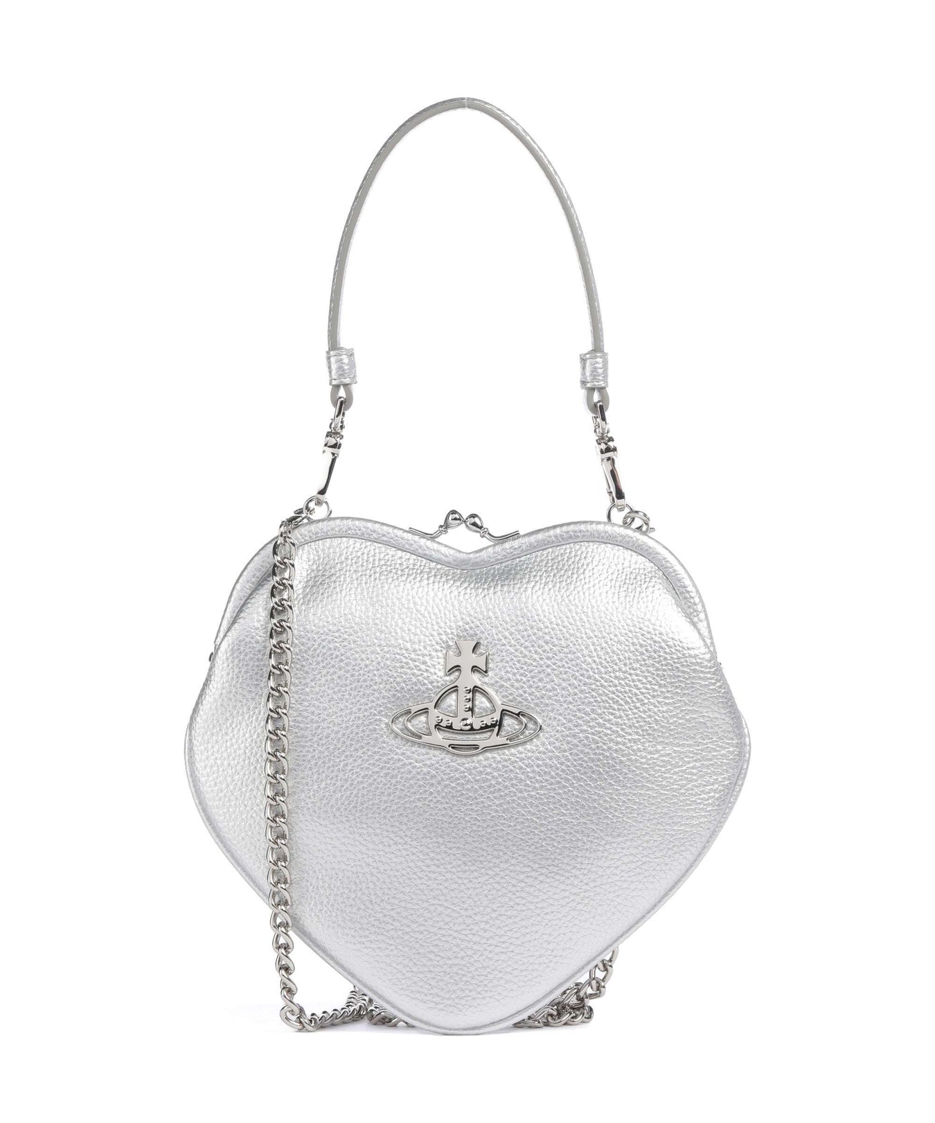 Vivienne Westwood Belle Heart Frame Re-Vegan Grain Shoulder bag silver