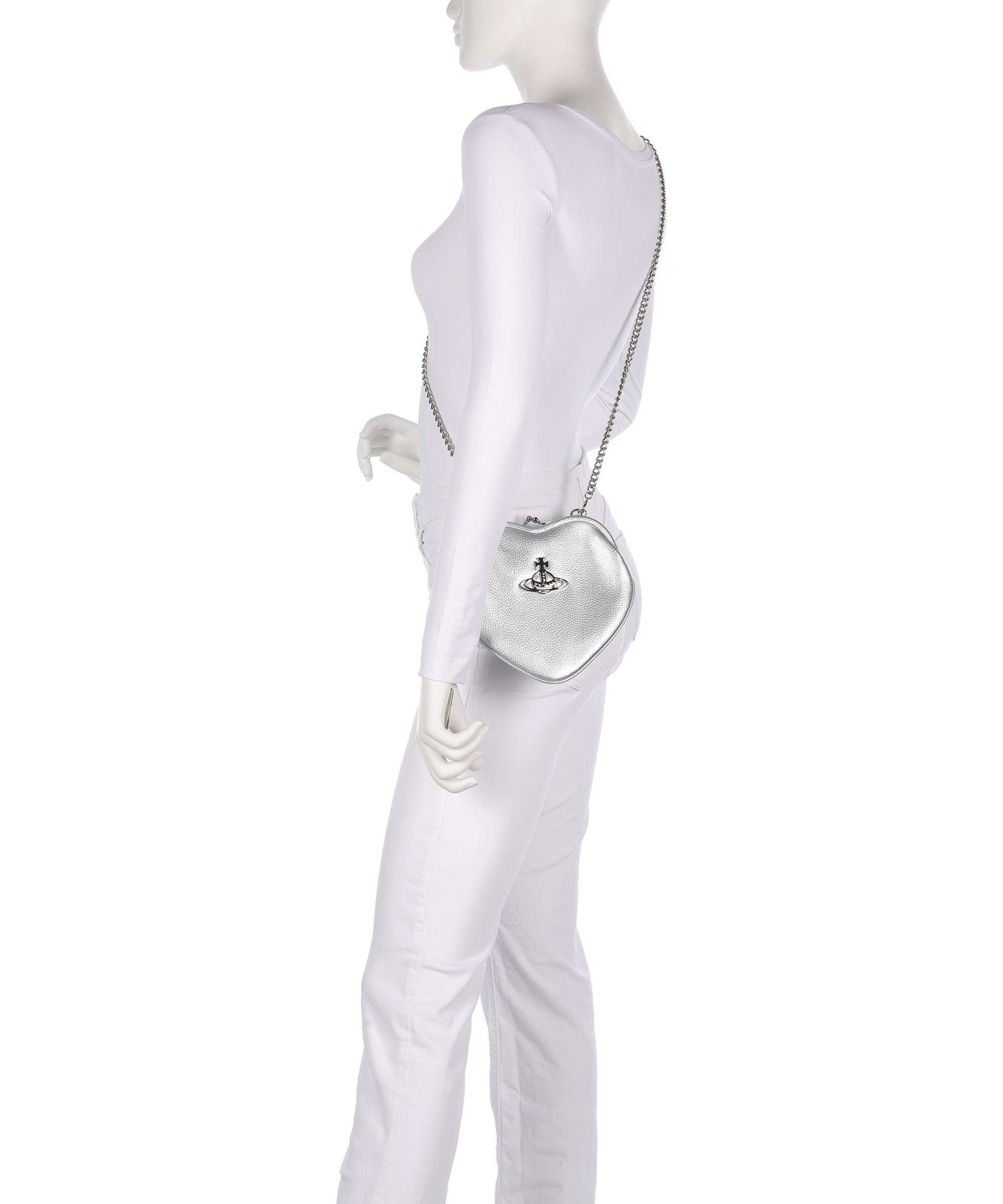 Vivienne Westwood Belle Heart Frame Re-Vegan Grain Shoulder bag silver